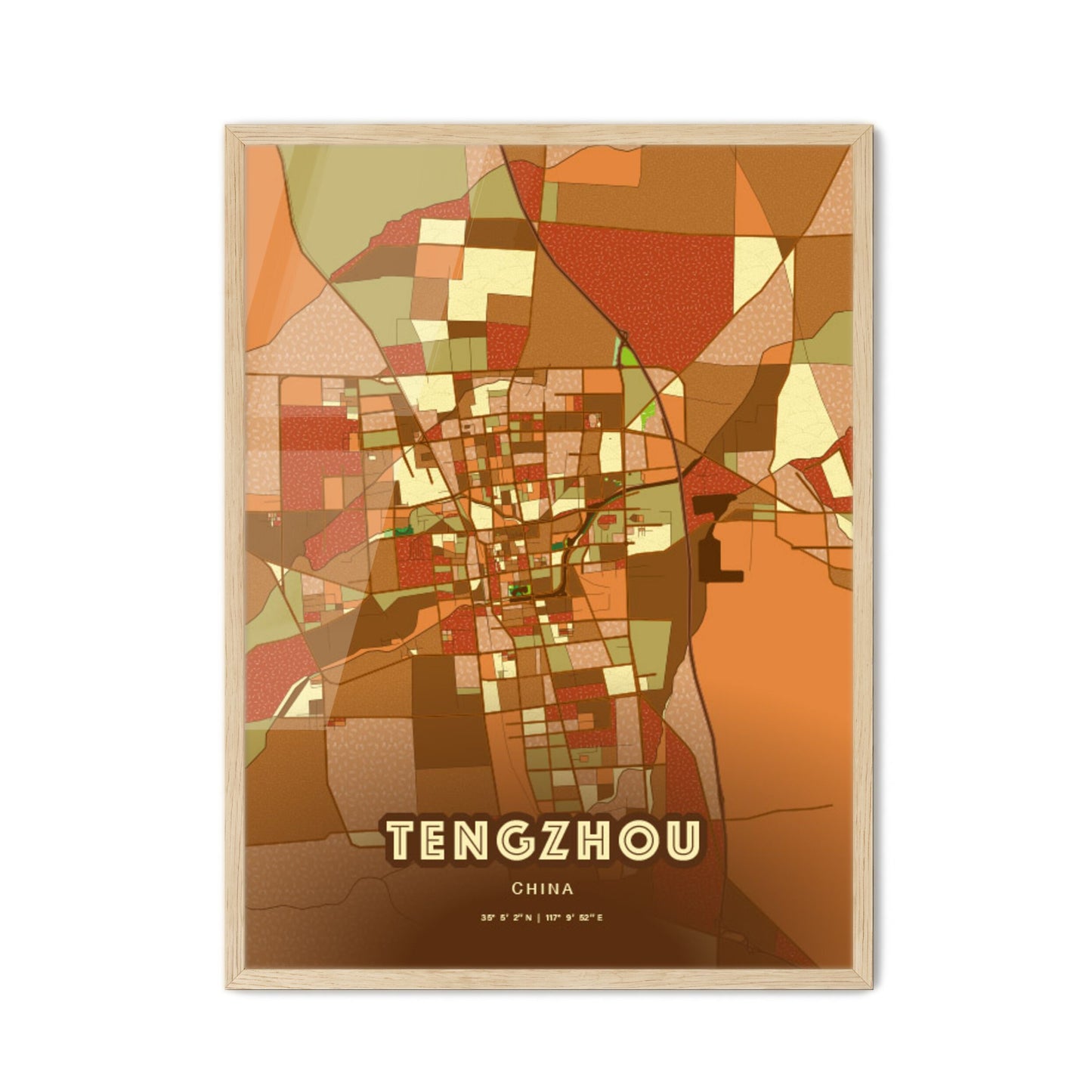 Colorful TENGZHOU CHINA Fine Art Map Farmhouse