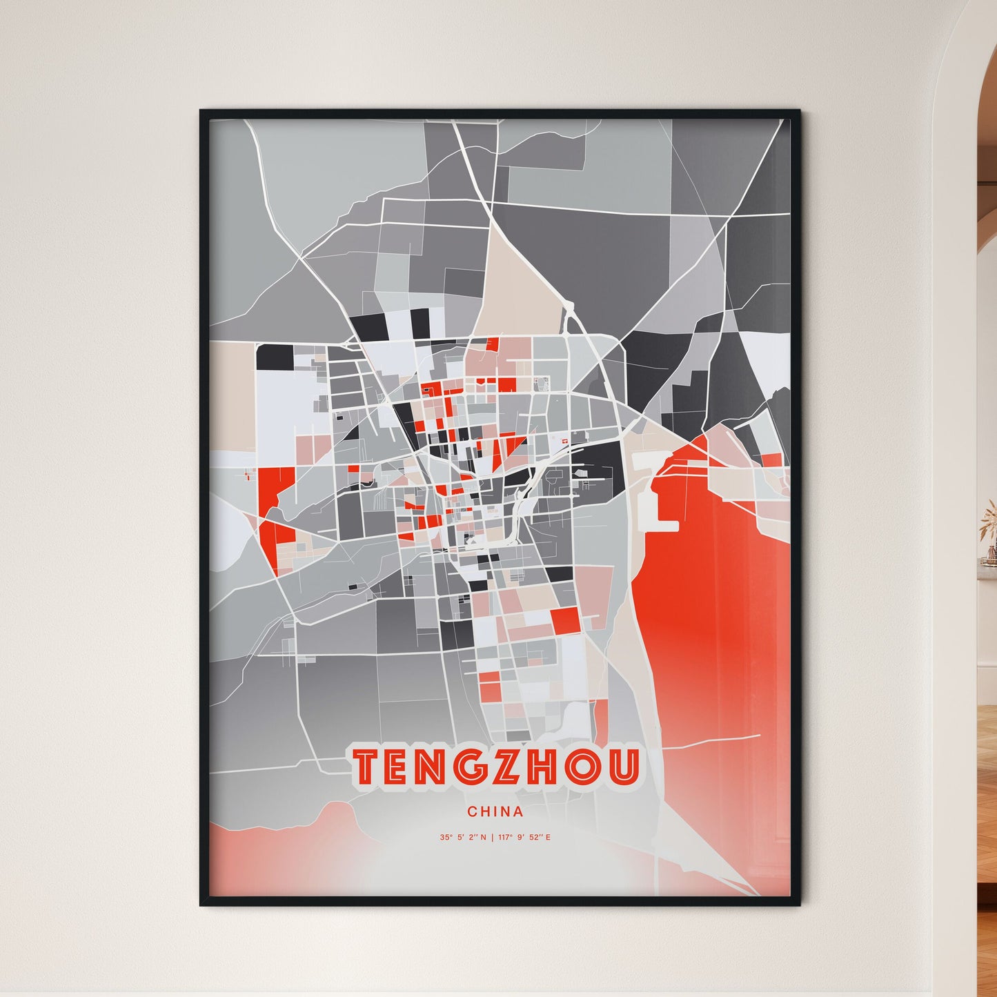 Colorful TENGZHOU CHINA Fine Art Map Modern