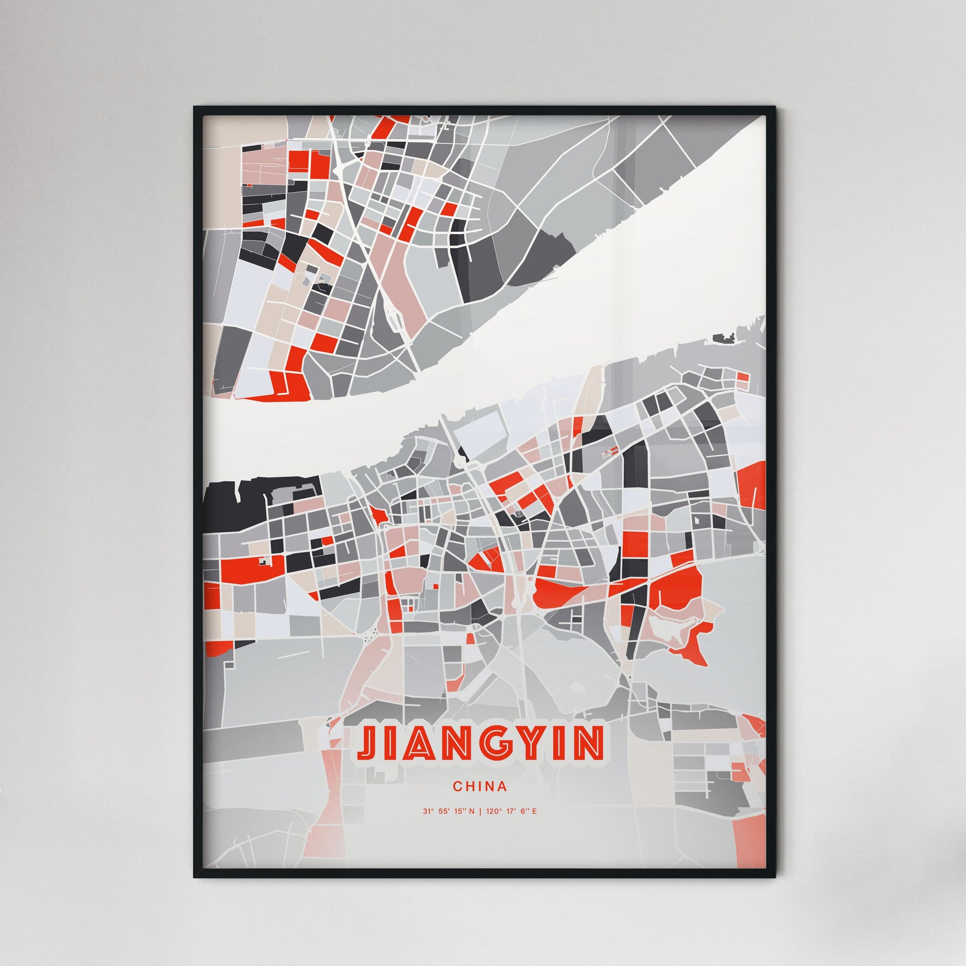 Colorful JIANGYIN CHINA Fine Art Map Modern