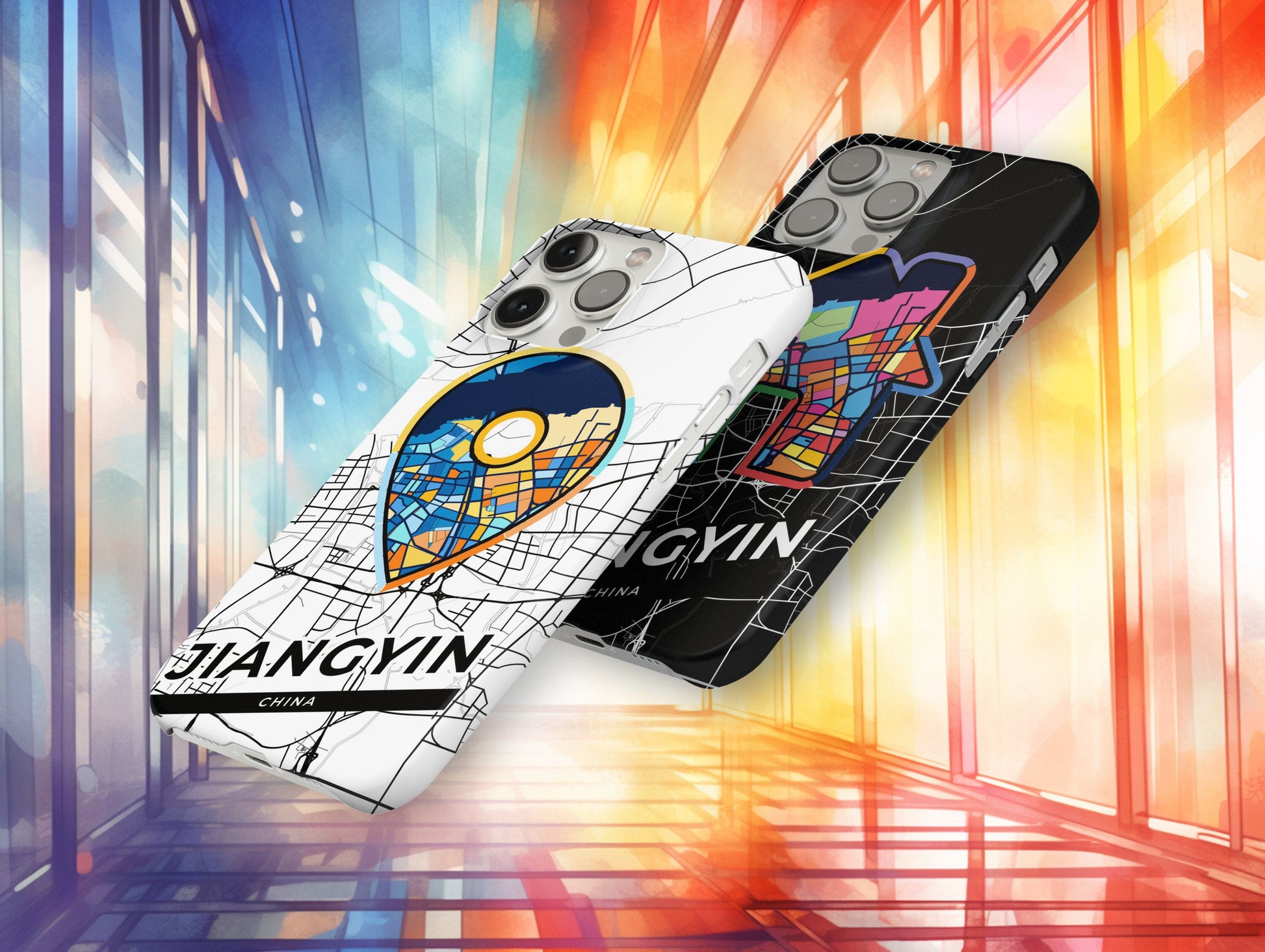 Jiangyin China slim phone case with colorful icon. Birthday, wedding or housewarming gift. Couple match cases.