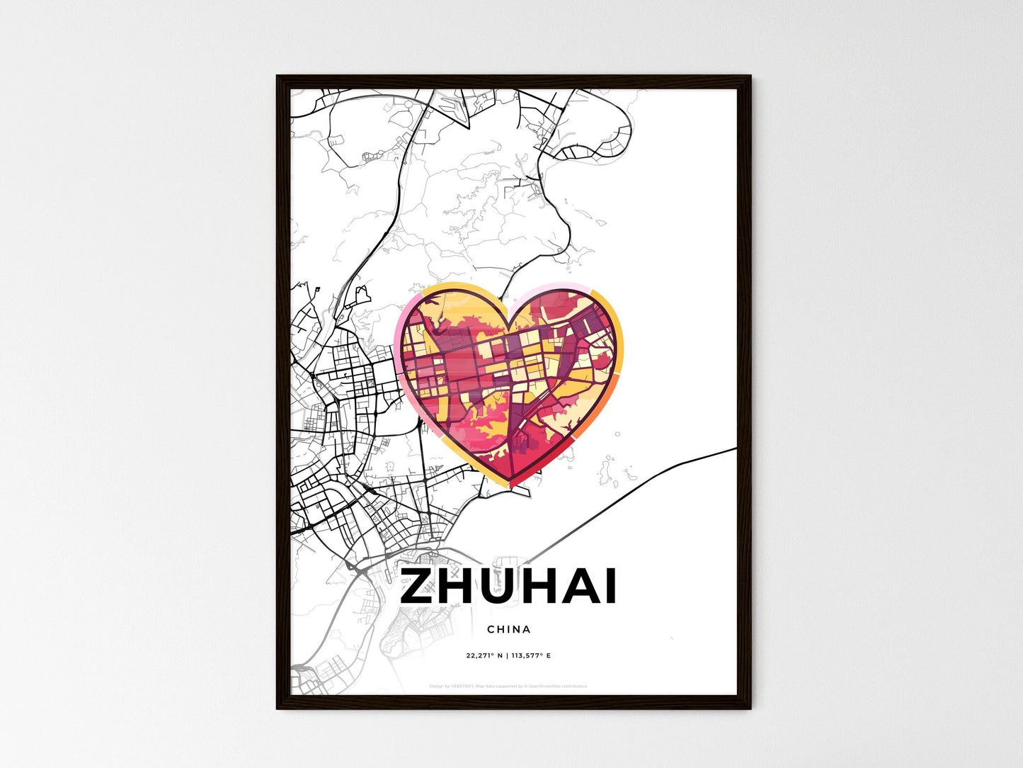 ZHUHAI CHINA minimal art map with a colorful icon. Style 2