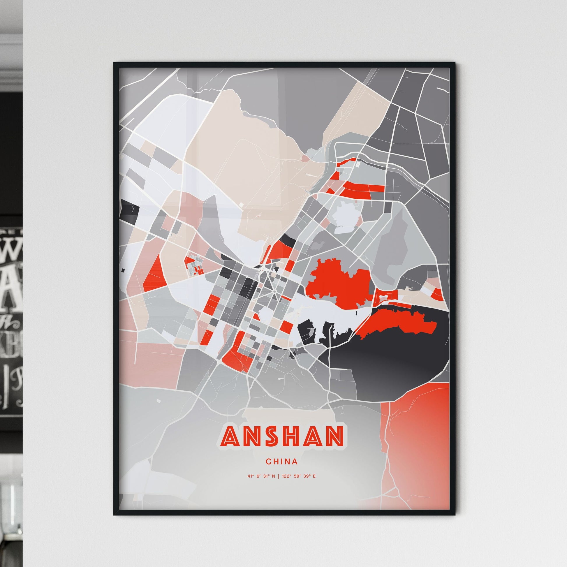 Colorful ANSHAN CHINA Fine Art Map Modern