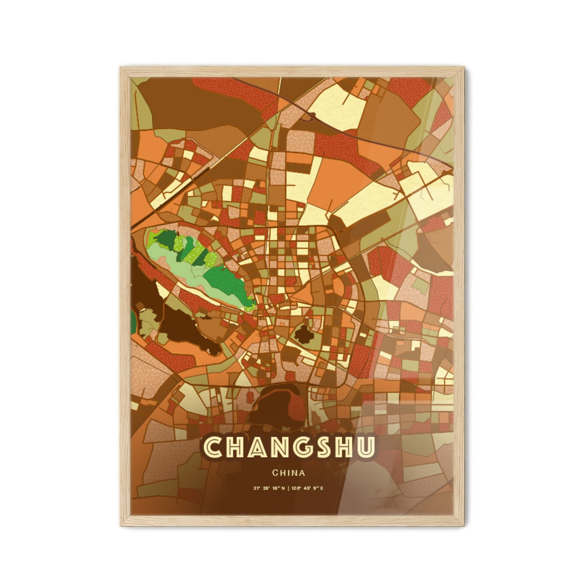 Colorful CHANGSHU CHINA Fine Art Map Farmhouse