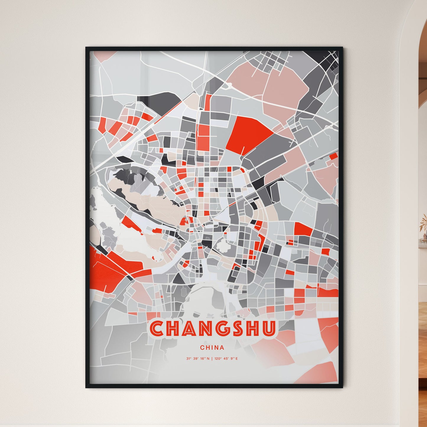 Colorful CHANGSHU CHINA Fine Art Map Modern