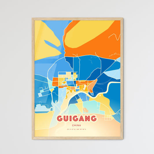 Colorful GUIGANG CHINA Fine Art Map Blue Orange