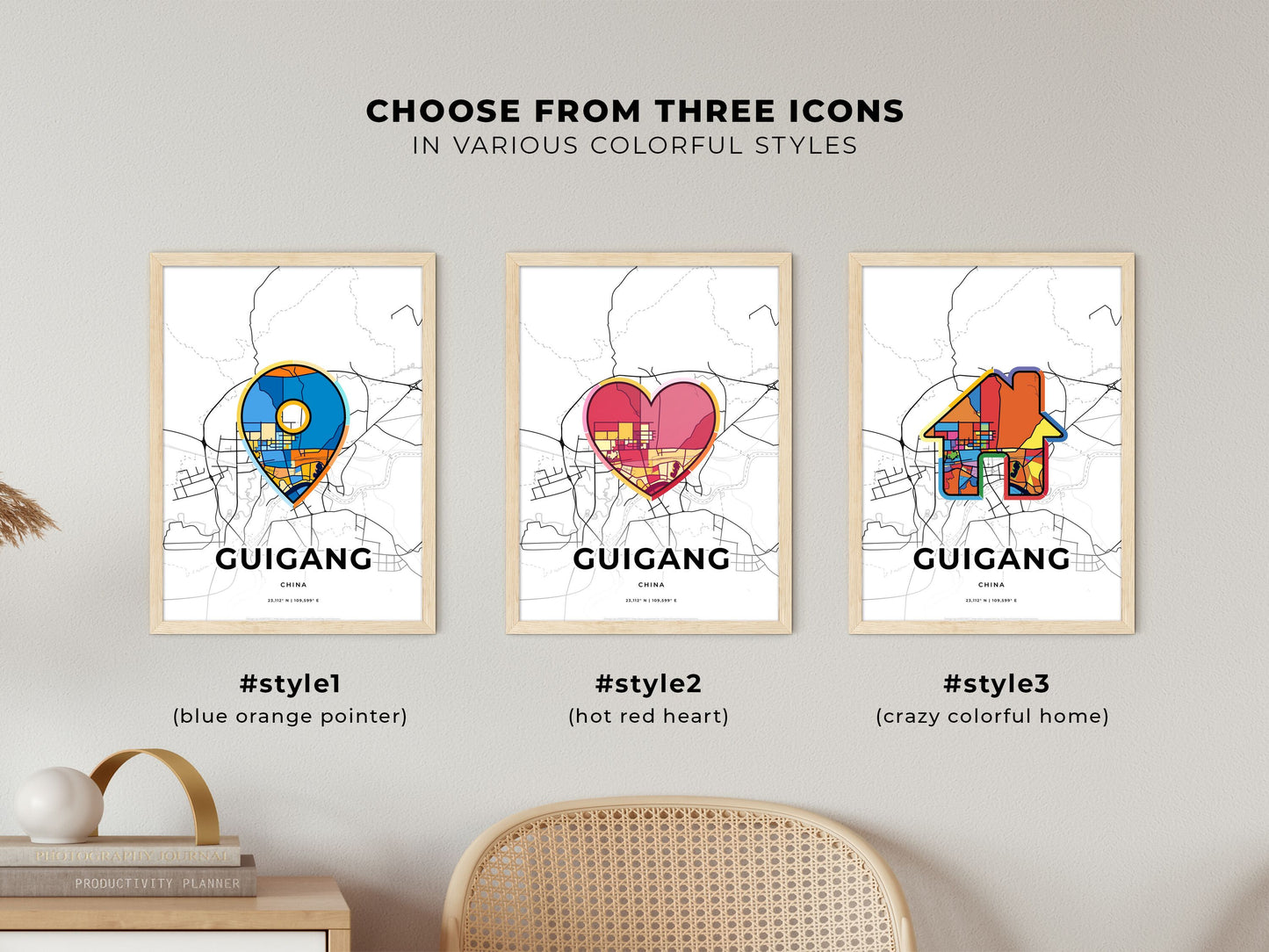 Guigang China maps with colorful icons