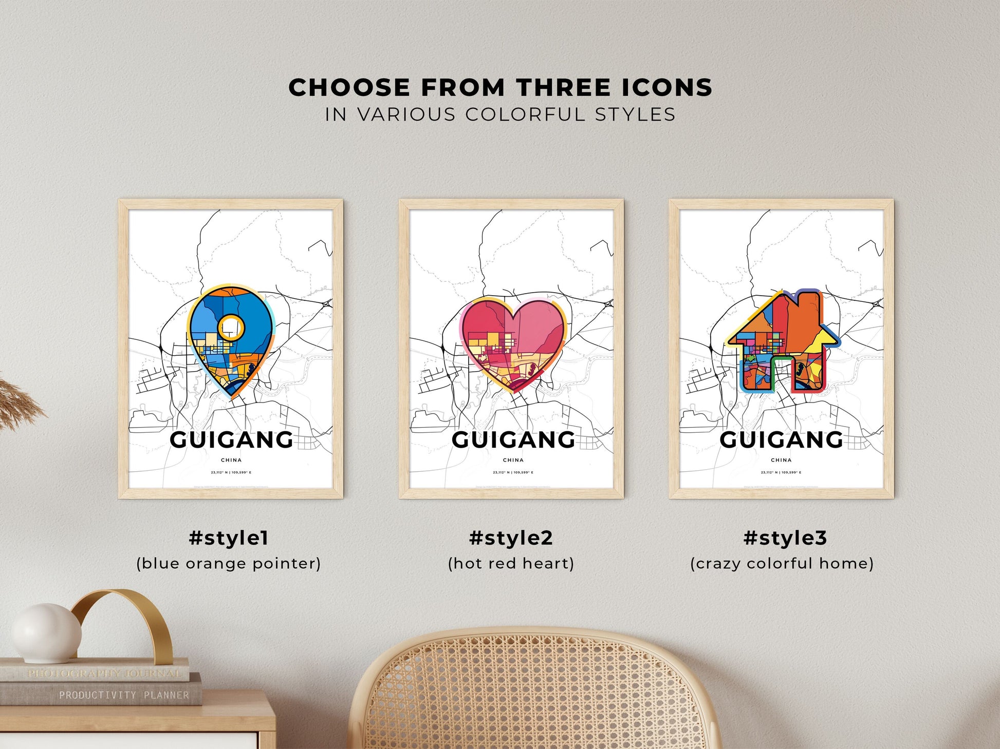 Guigang China maps with colorful icons