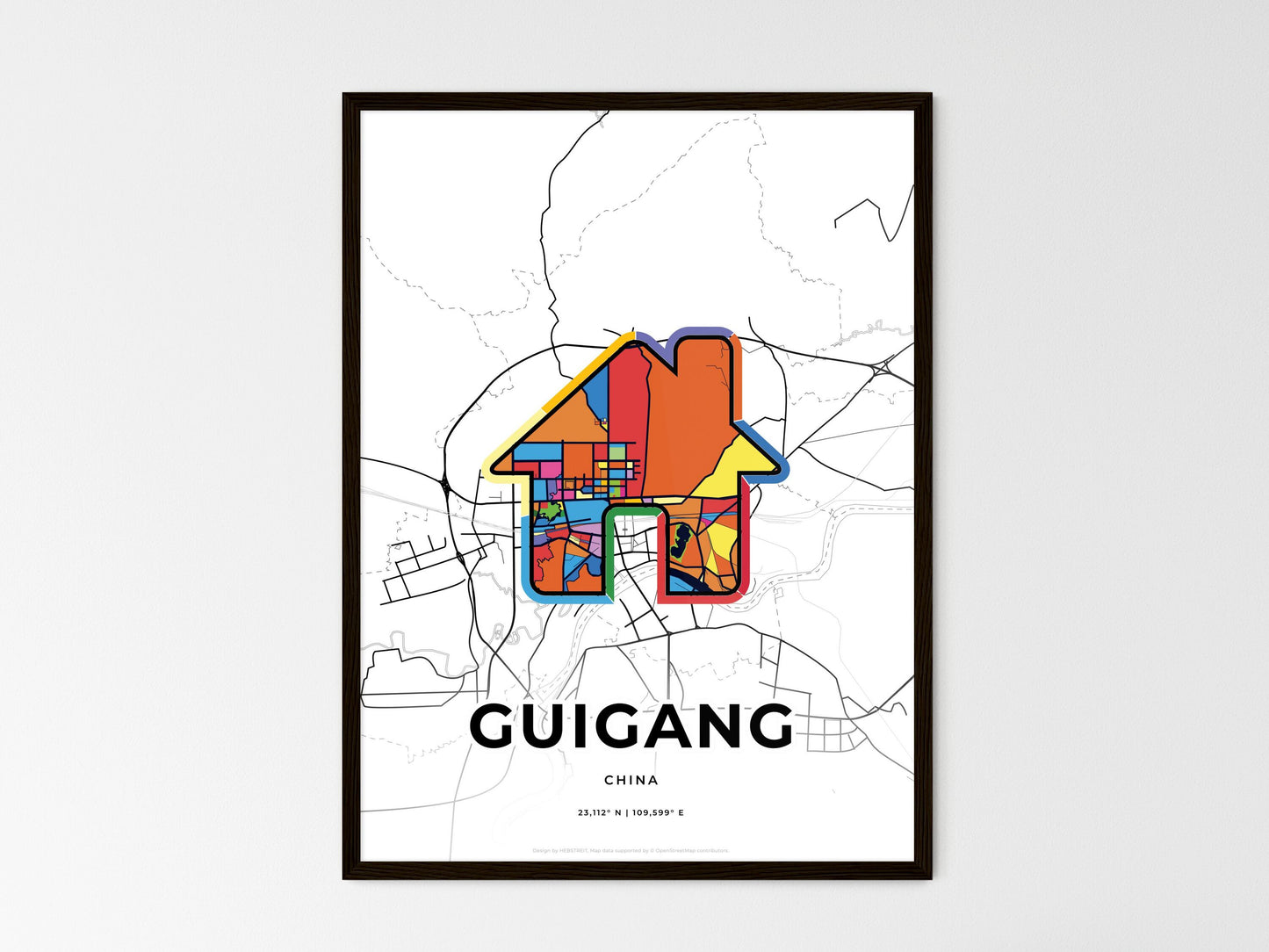 Guigang China wedding art map with home icon