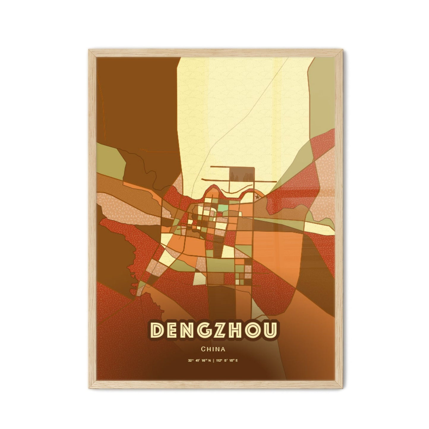 Colorful DENGZHOU CHINA Fine Art Map Farmhouse