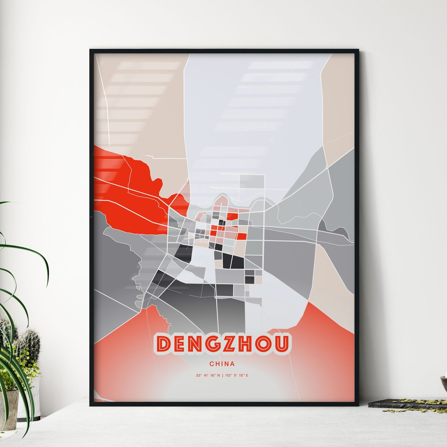 Colorful DENGZHOU CHINA Fine Art Map Modern