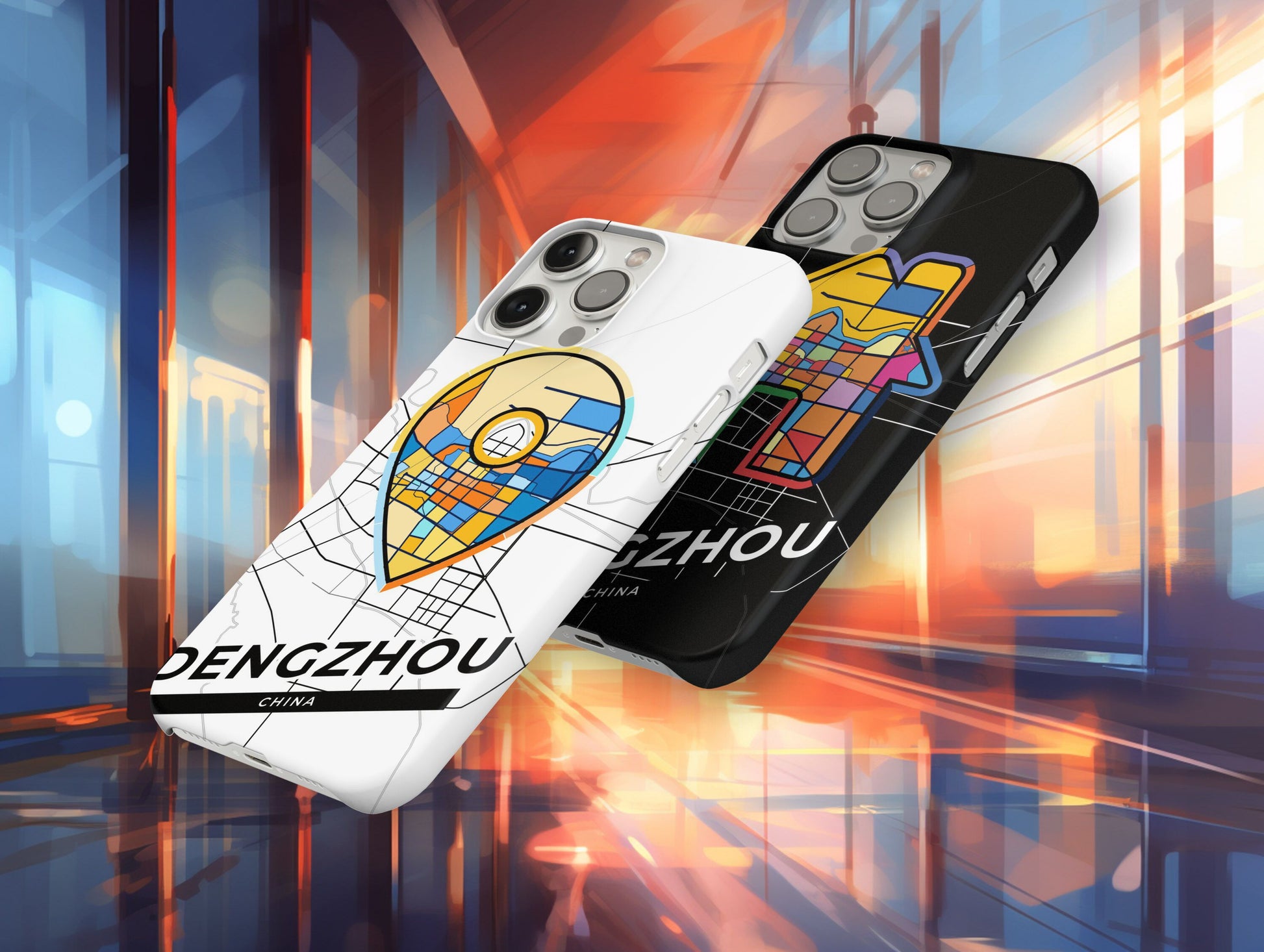Dengzhou China slim phone case with colorful icon. Birthday, wedding or housewarming gift. Couple match cases.