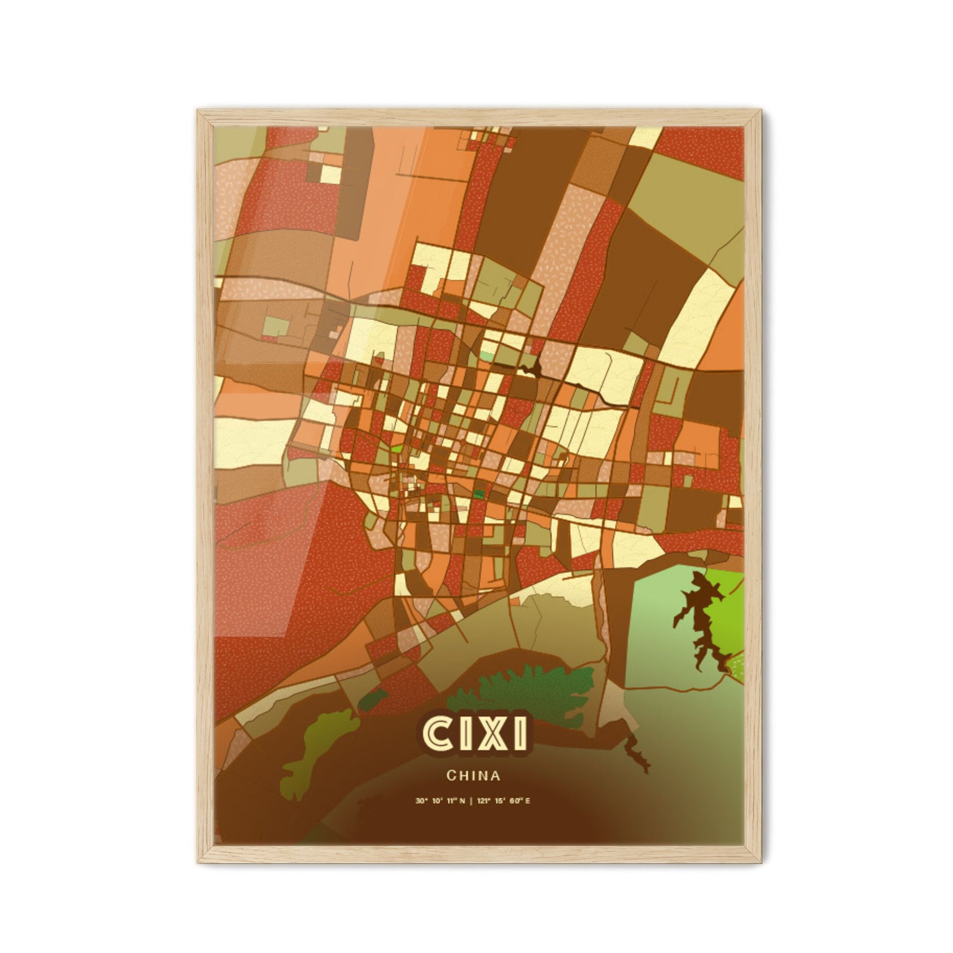 Colorful CIXI CHINA Fine Art Map Farmhouse