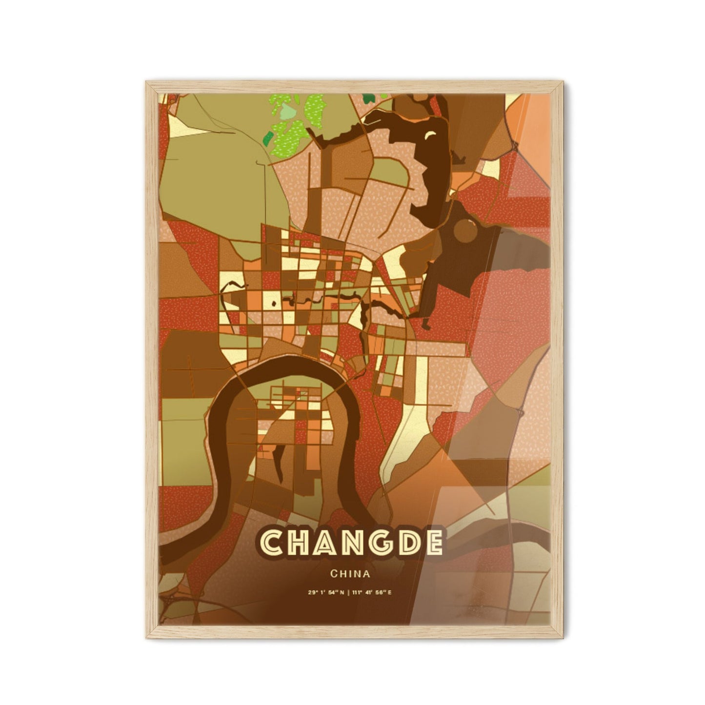 Colorful CHANGDE CHINA Fine Art Map Farmhouse