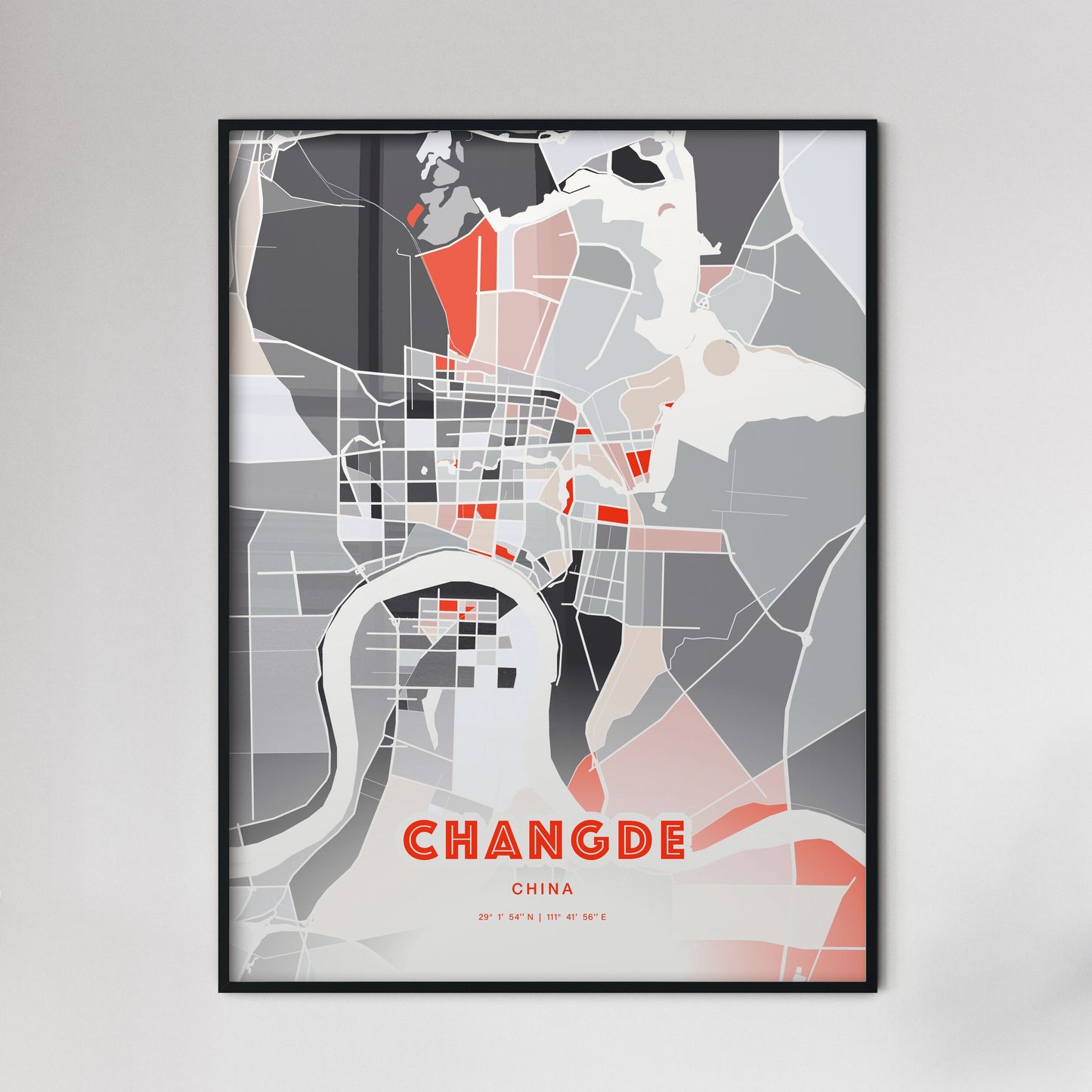 Colorful CHANGDE CHINA Fine Art Map Modern