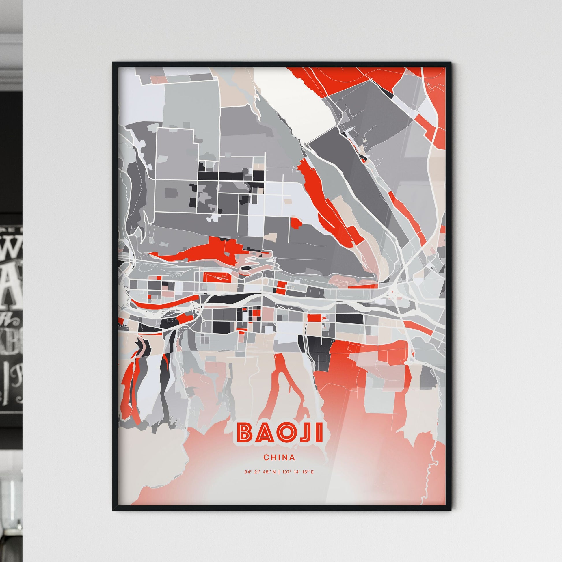 Colorful BAOJI CHINA Fine Art Map Modern