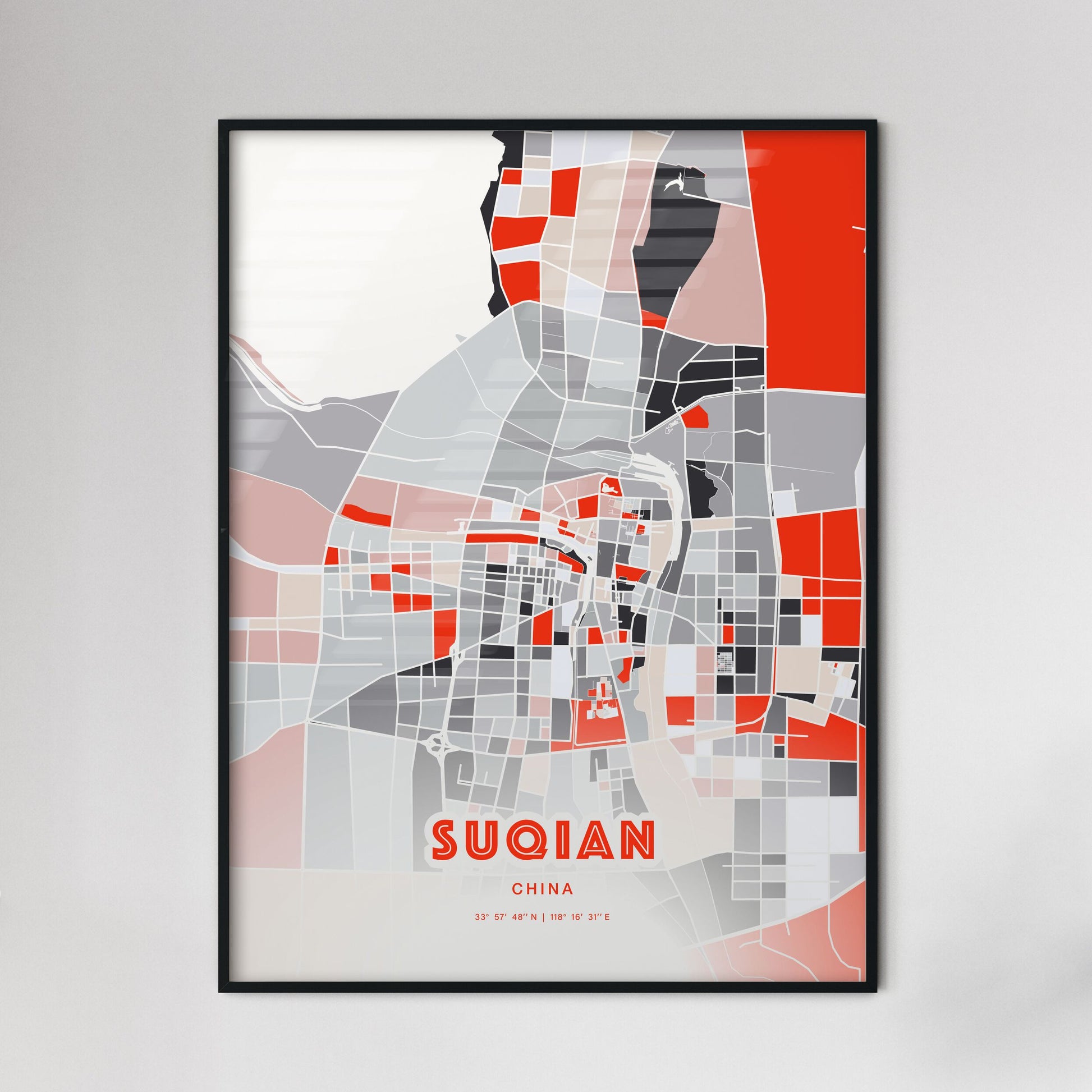 Colorful SUQIAN CHINA Fine Art Map Modern