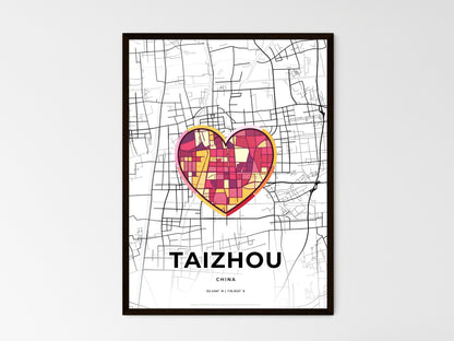 TAIZHOU CHINA minimal art map with a colorful icon. Style 2