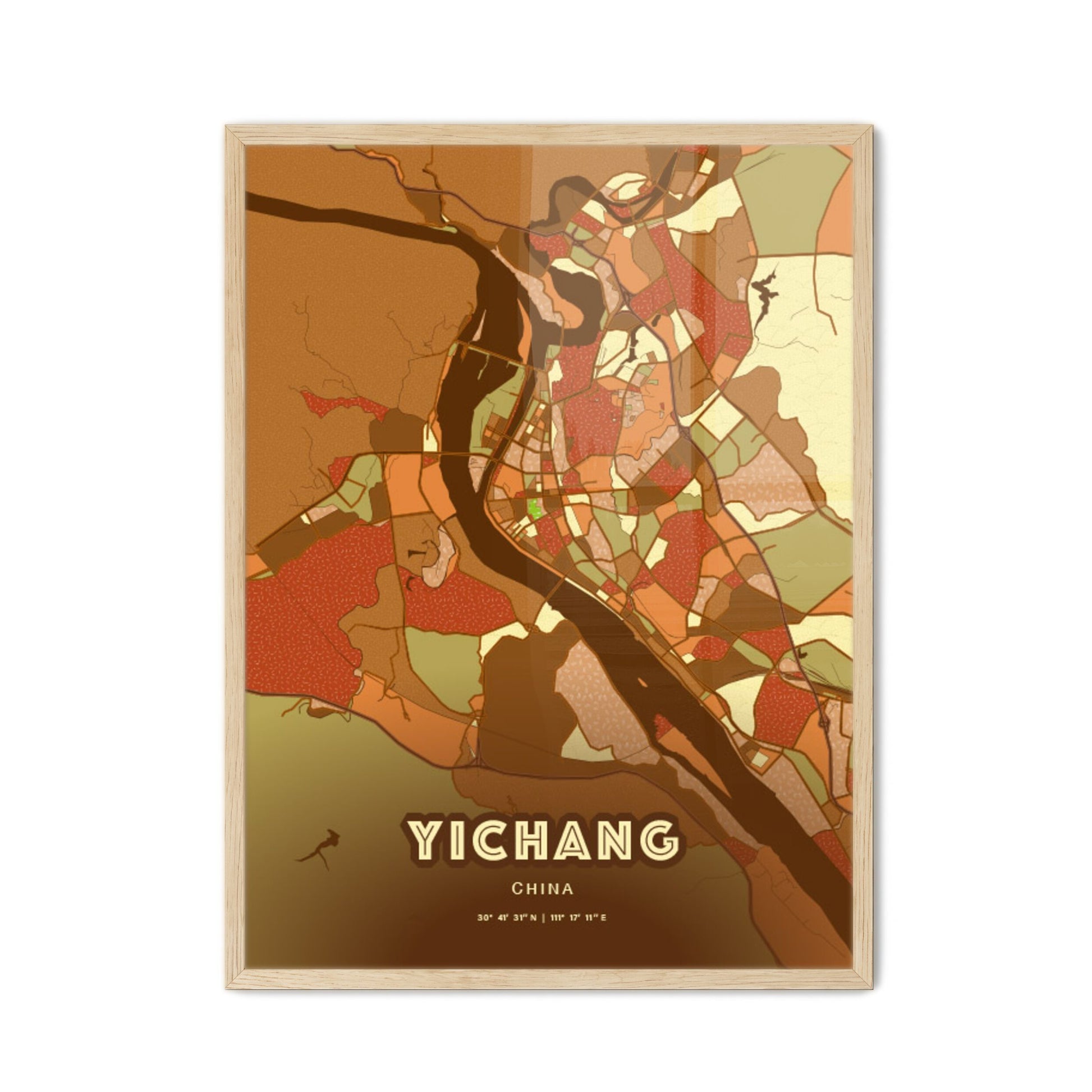 Colorful YICHANG CHINA Fine Art Map Farmhouse