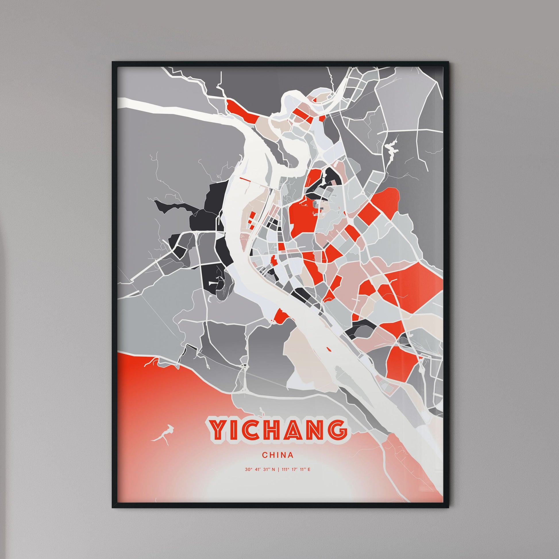 Colorful YICHANG CHINA Fine Art Map Modern