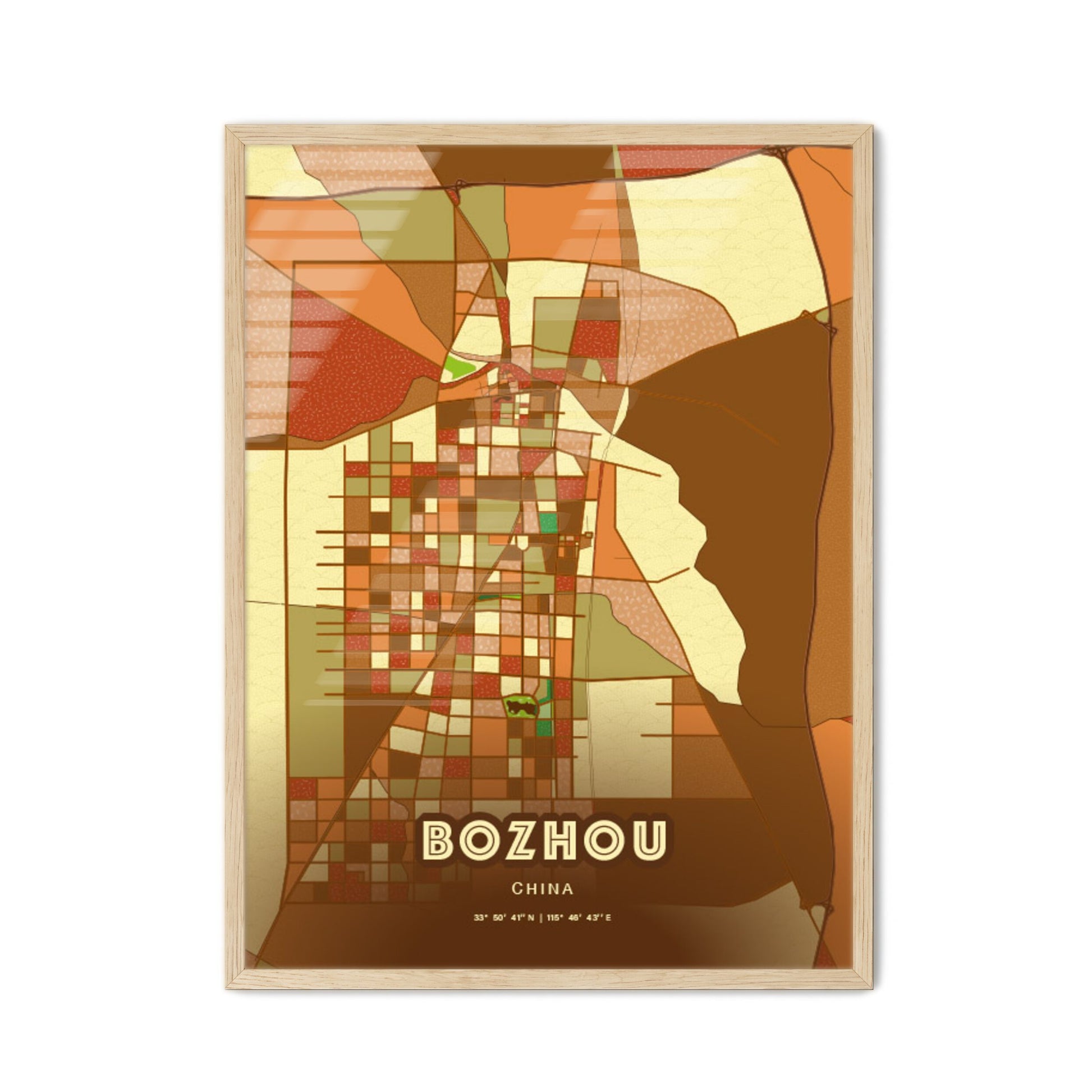 Colorful BOZHOU CHINA Fine Art Map Farmhouse