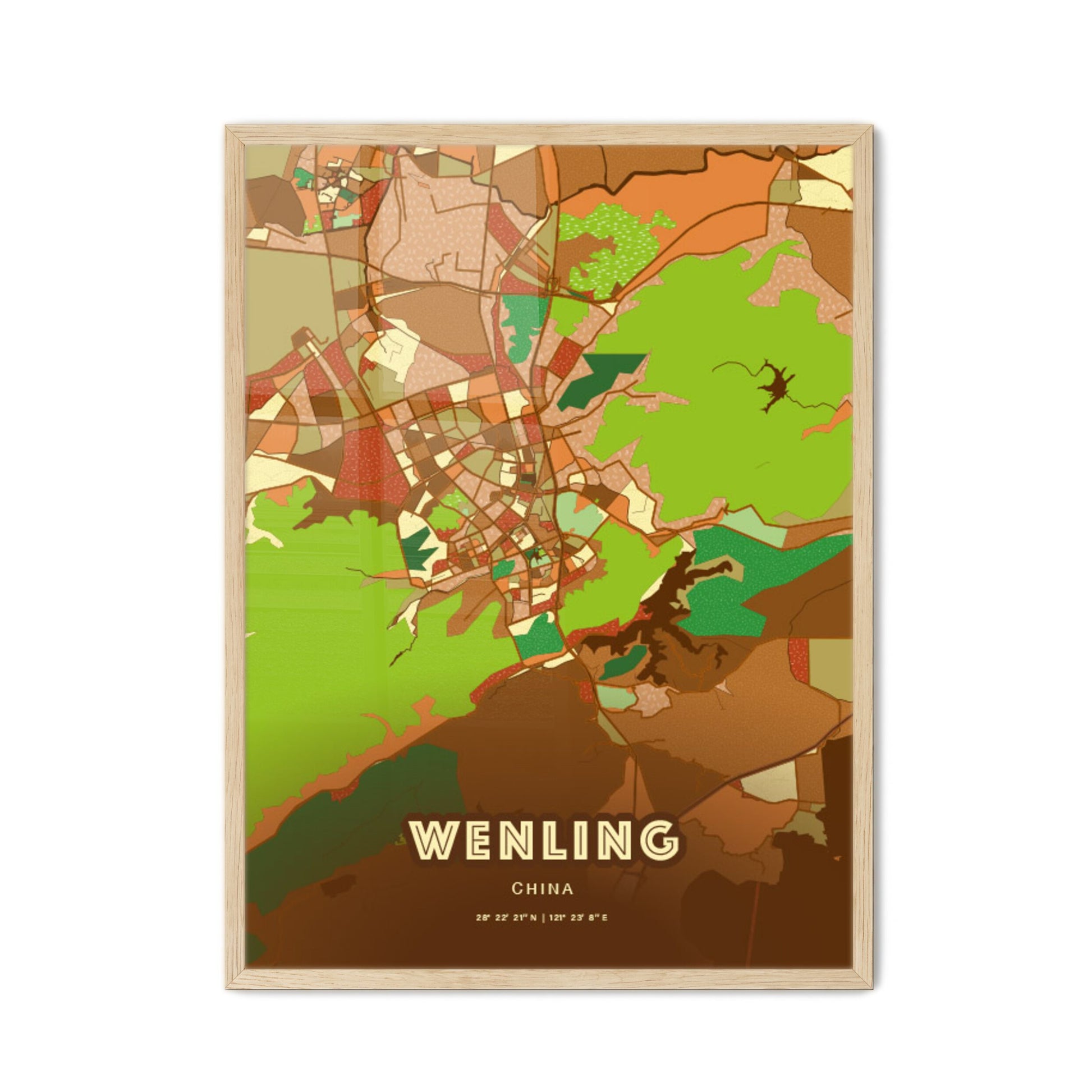 Colorful WENLING CHINA Fine Art Map Farmhouse