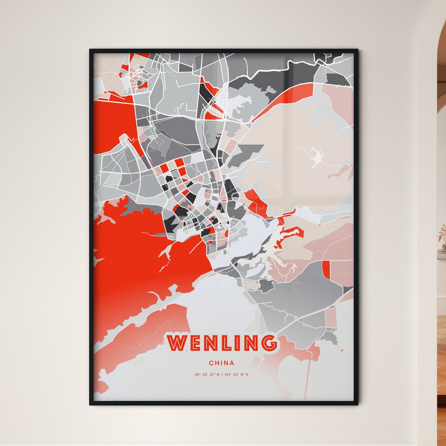 Colorful WENLING CHINA Fine Art Map Modern