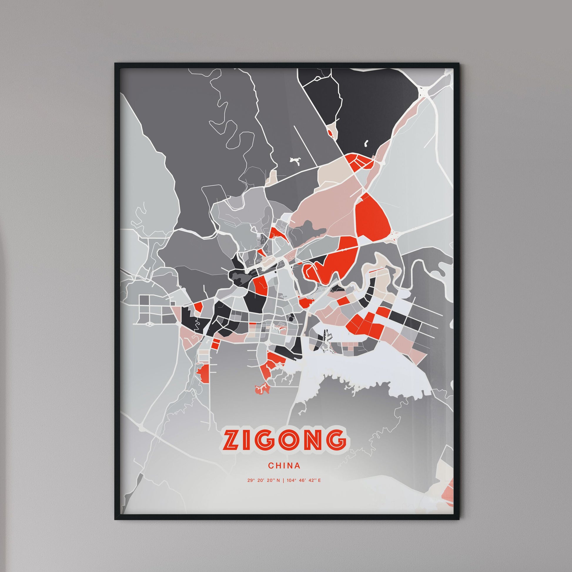 Colorful ZIGONG CHINA Fine Art Map Modern