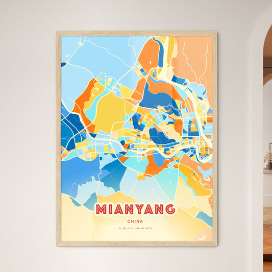 Colorful MIANYANG CHINA Fine Art Map Blue Orange