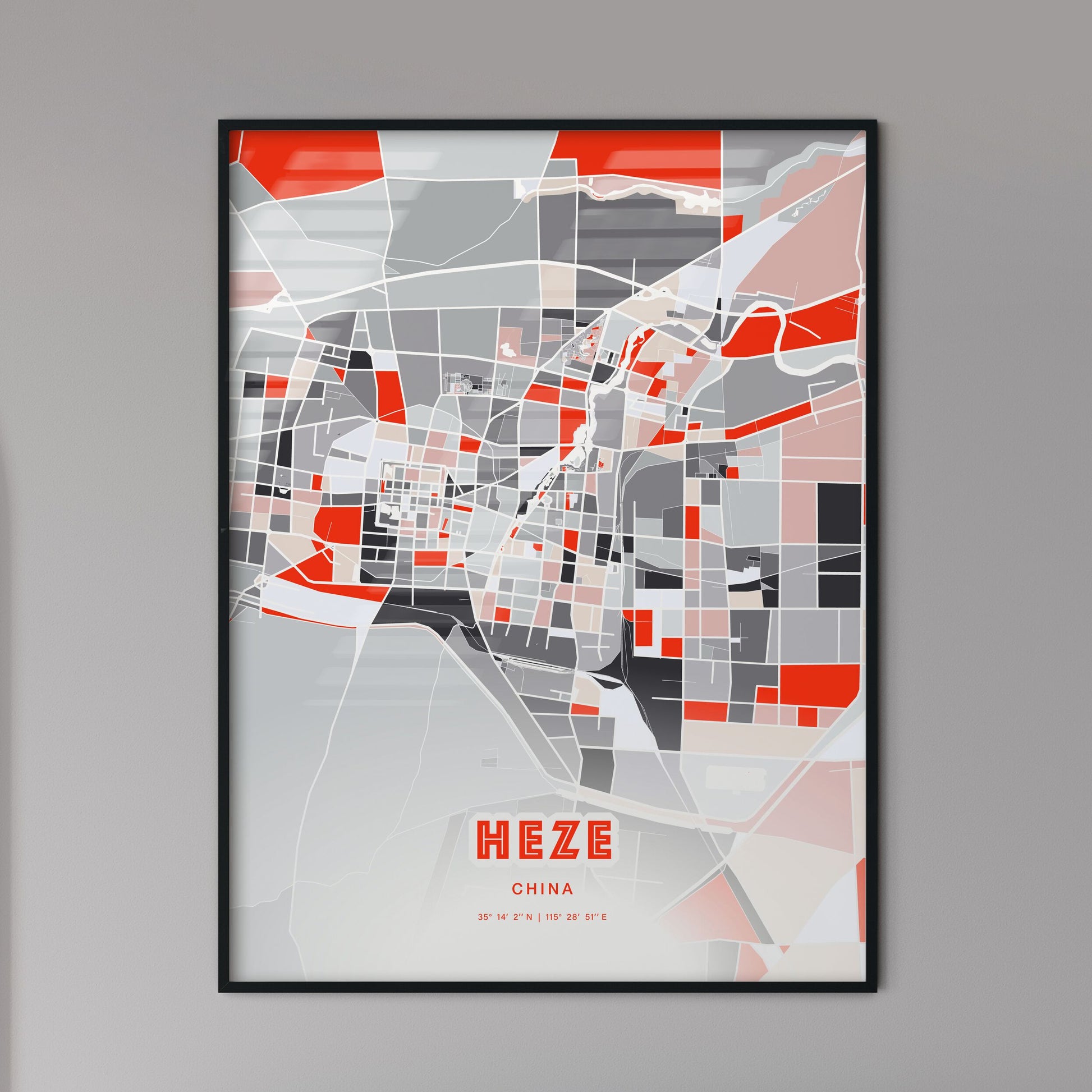 Colorful HEZE CHINA Fine Art Map Modern