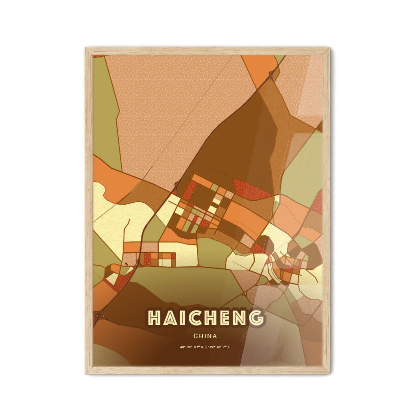 Colorful HAICHENG CHINA Fine Art Map Farmhouse