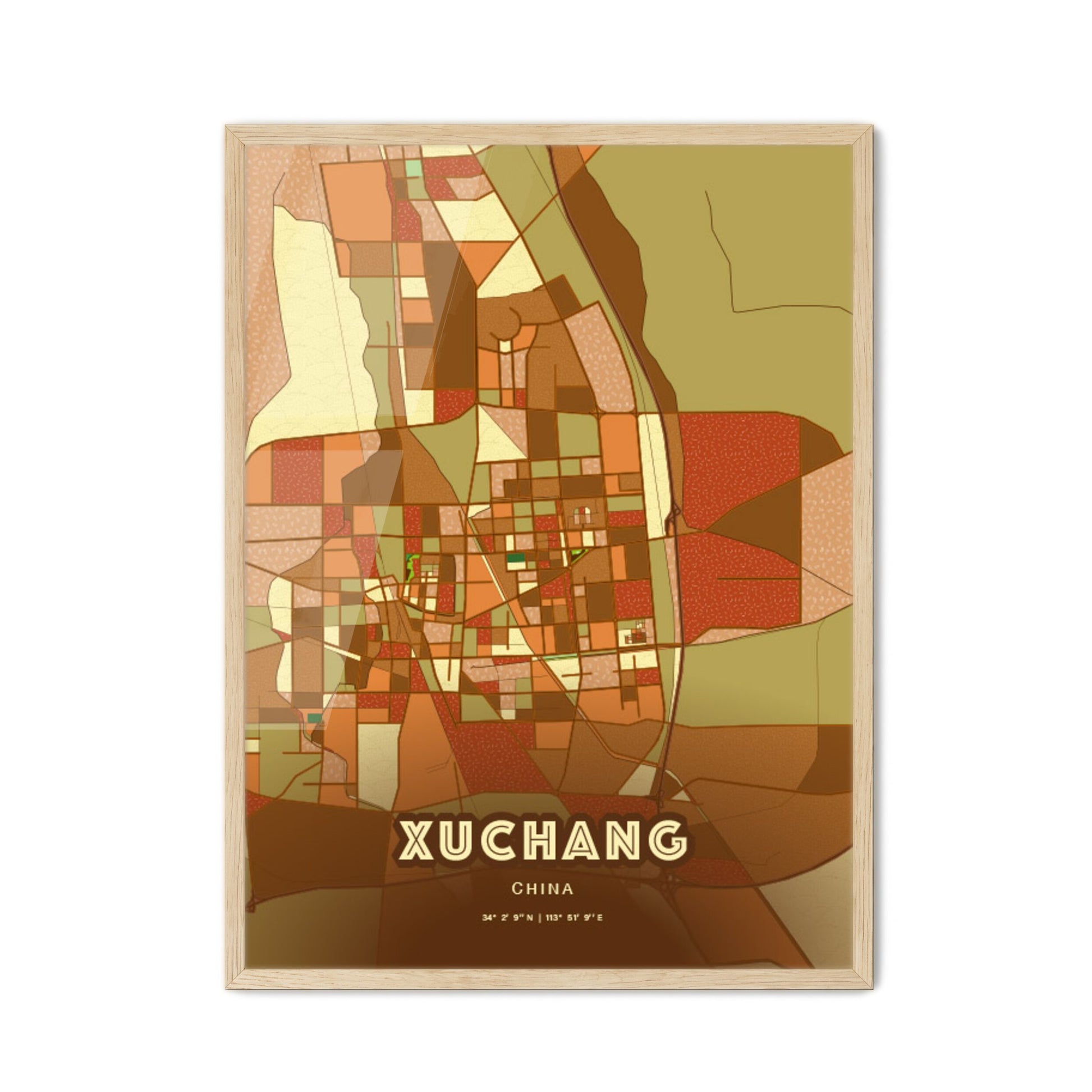 Colorful XUCHANG CHINA Fine Art Map Farmhouse