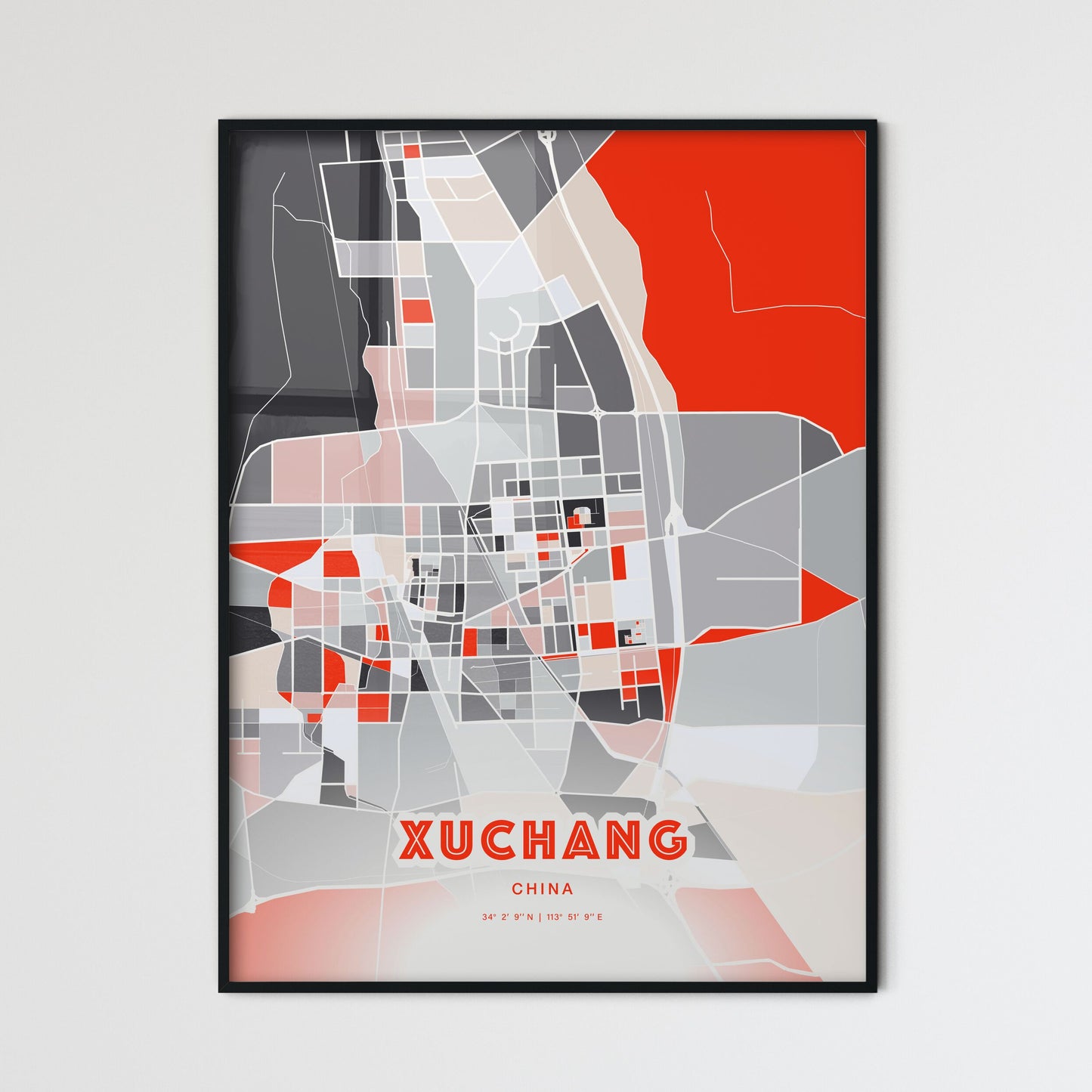 Colorful XUCHANG CHINA Fine Art Map Modern