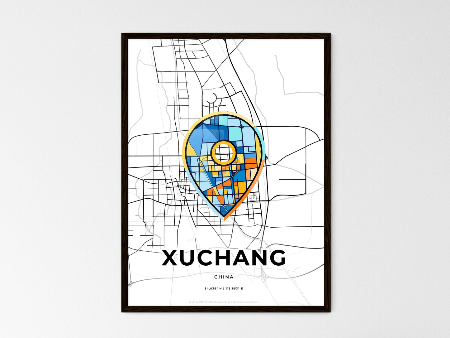 Xuchang China wedding art map with pointer icon