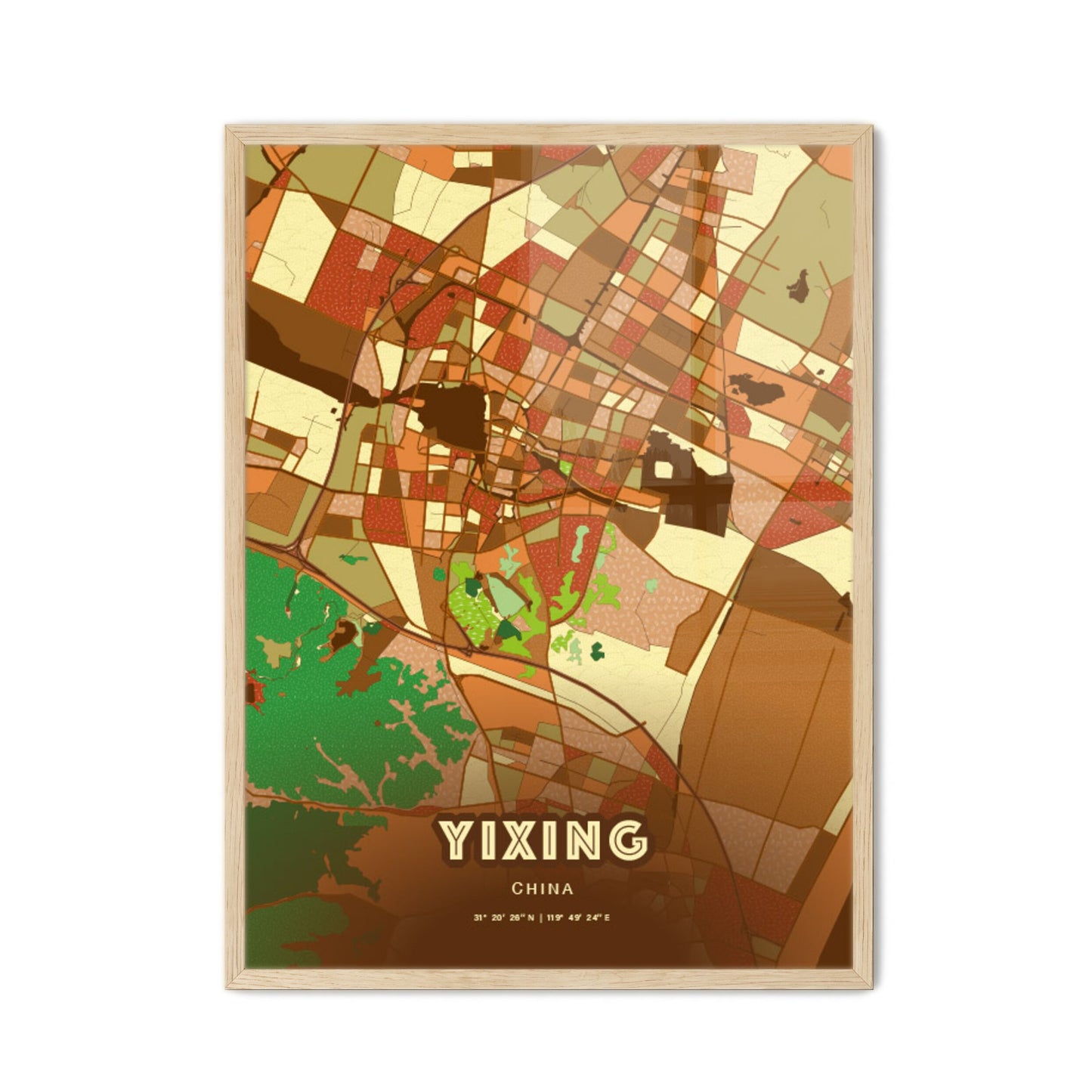 Colorful YIXING CHINA Fine Art Map Farmhouse