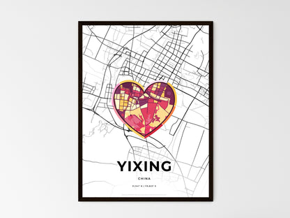 YIXING CHINA minimal art map with a colorful icon. Style 2