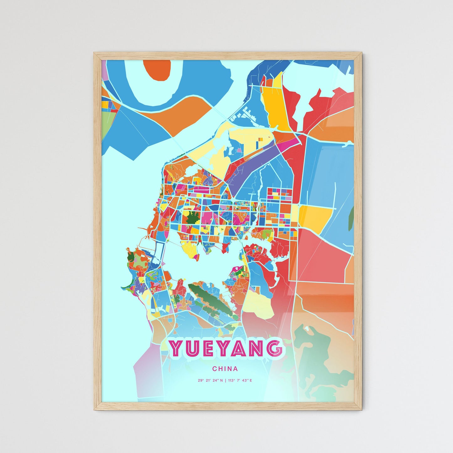 Colorful YUEYANG CHINA Fine Art Map Crazy Colors