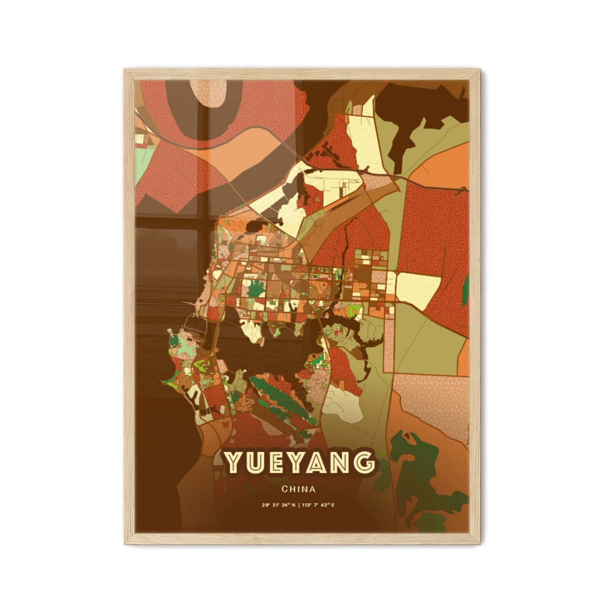 Colorful YUEYANG CHINA Fine Art Map Farmhouse