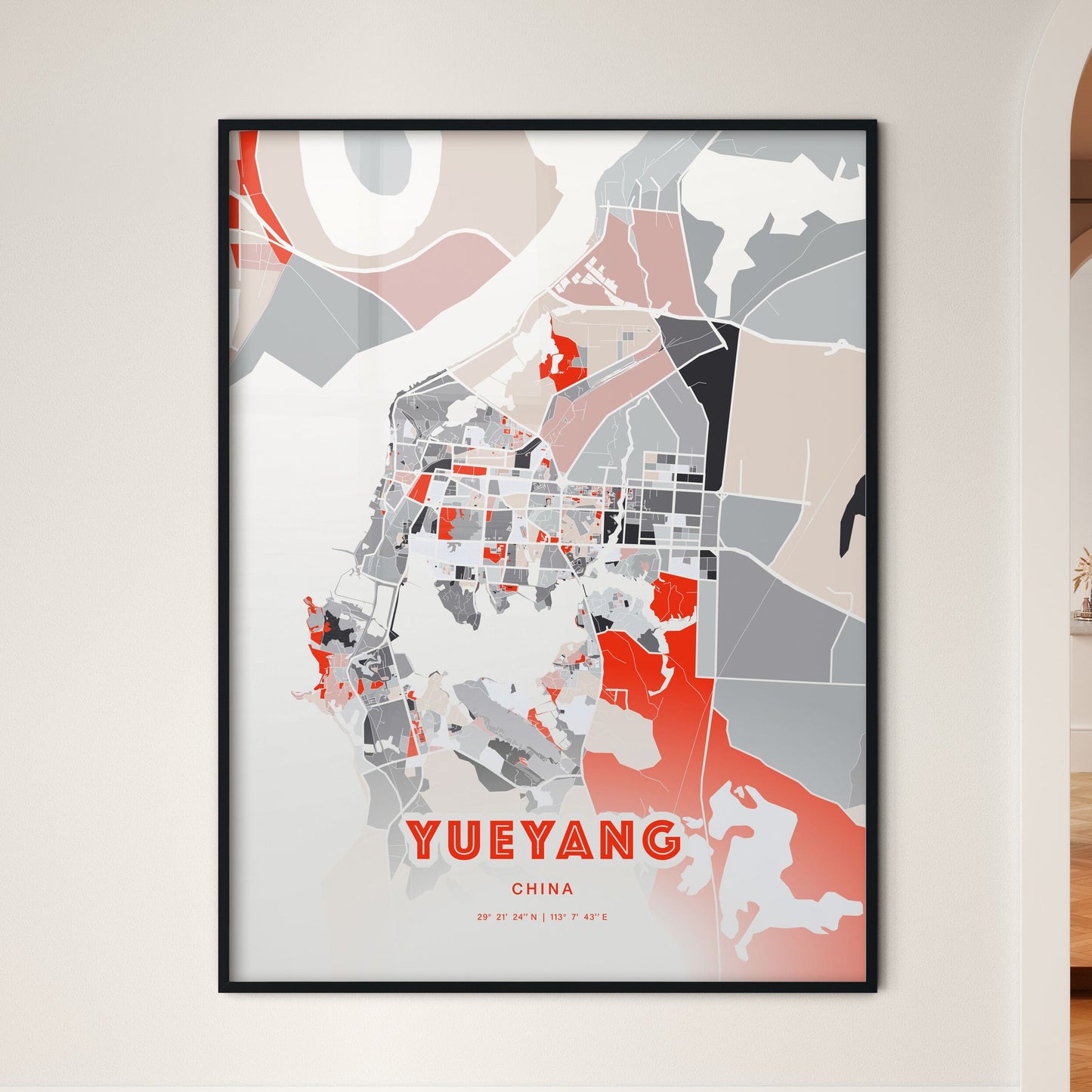 Colorful YUEYANG CHINA Fine Art Map Modern