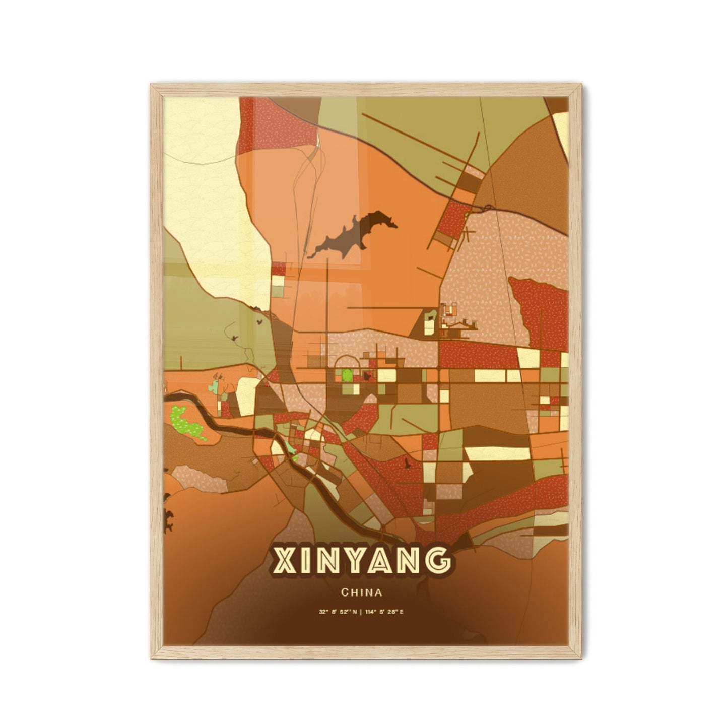 Colorful XINYANG CHINA Fine Art Map Farmhouse