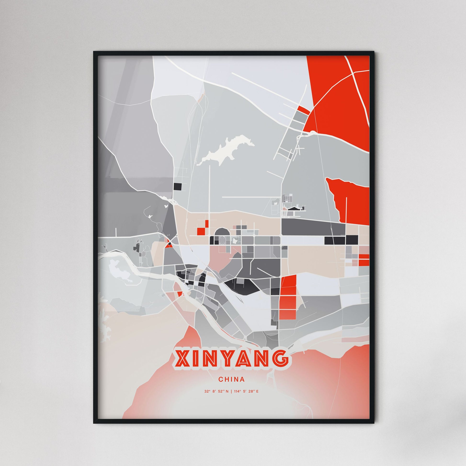 Colorful XINYANG CHINA Fine Art Map Modern