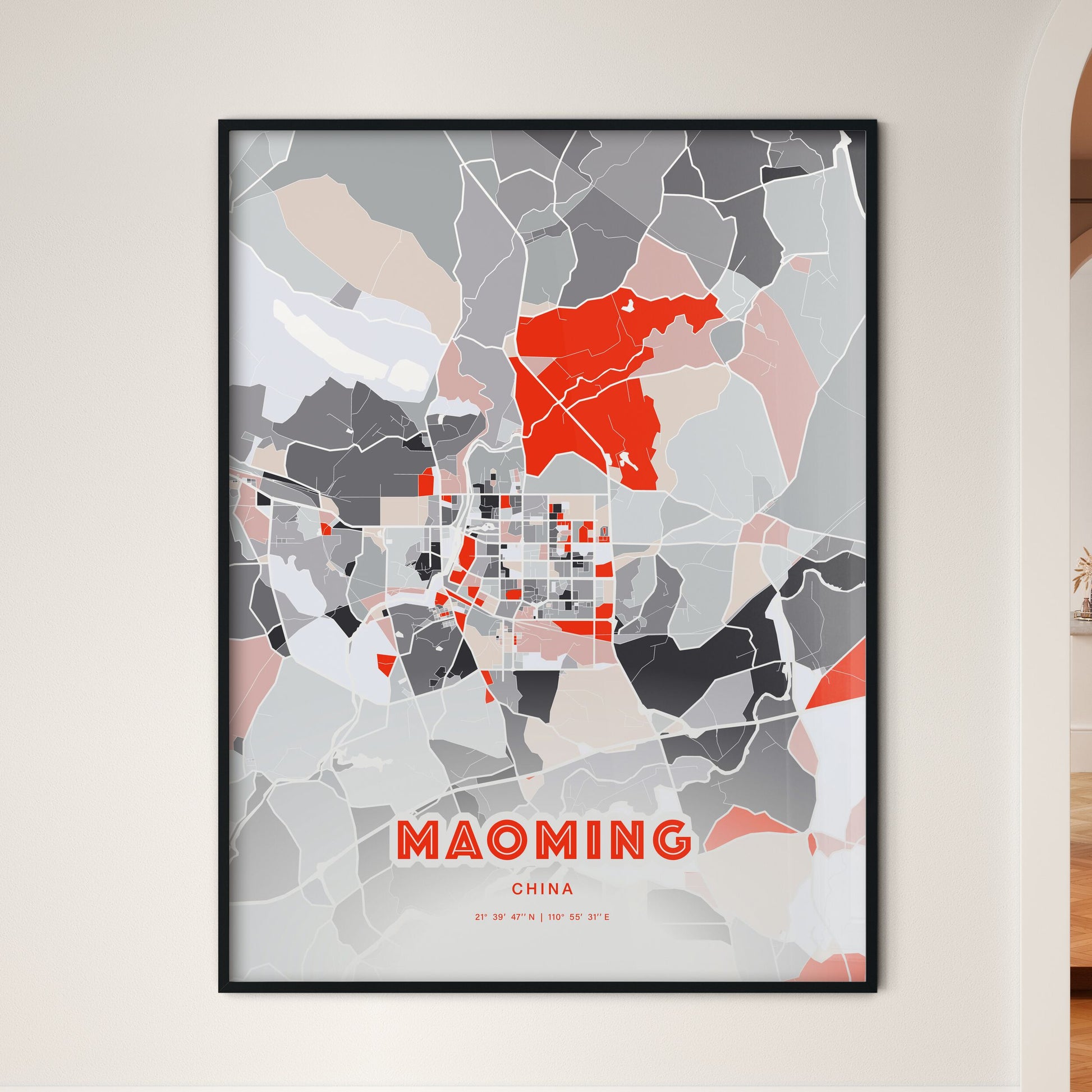 Colorful MAOMING CHINA Fine Art Map Modern