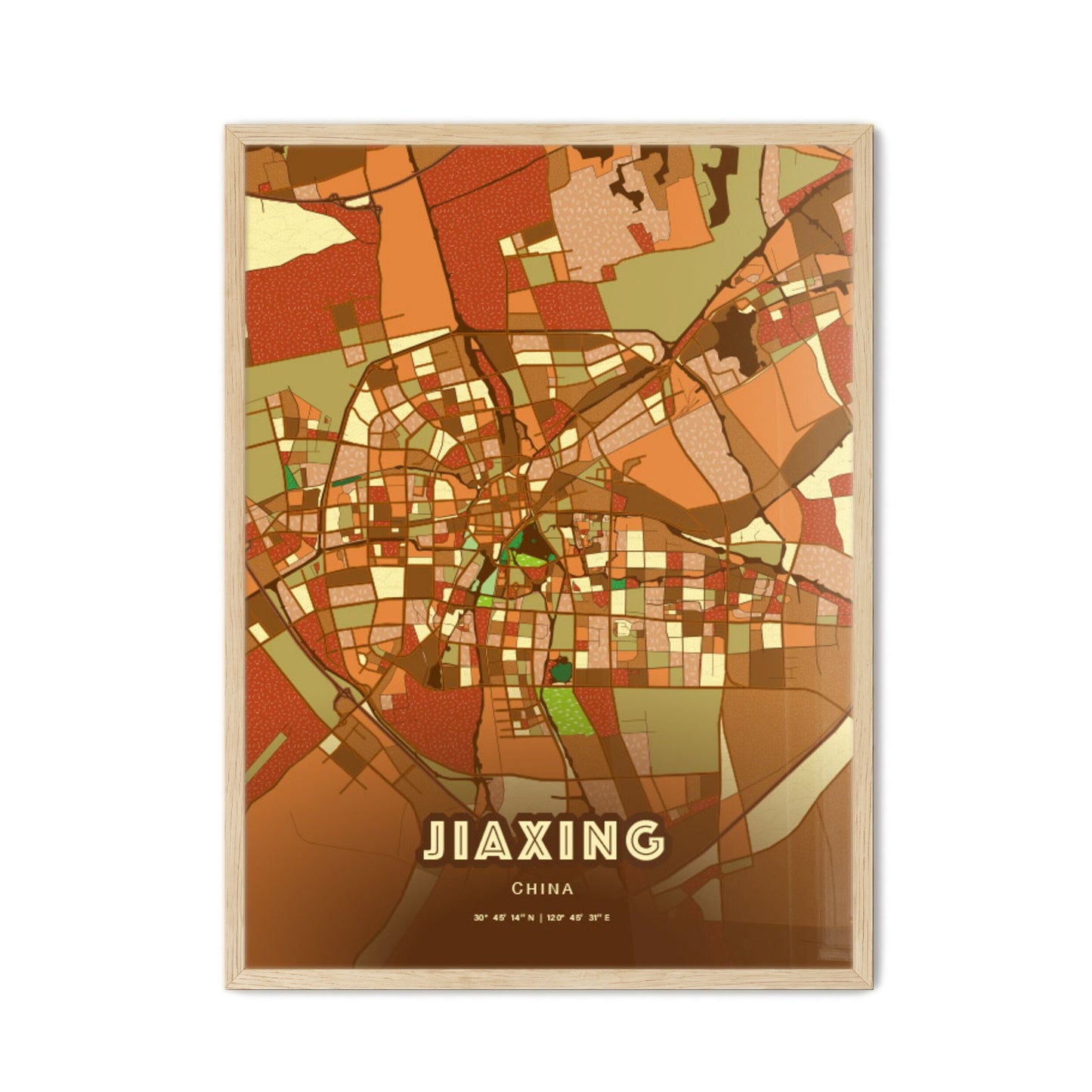 Colorful JIAXING CHINA Fine Art Map Farmhouse