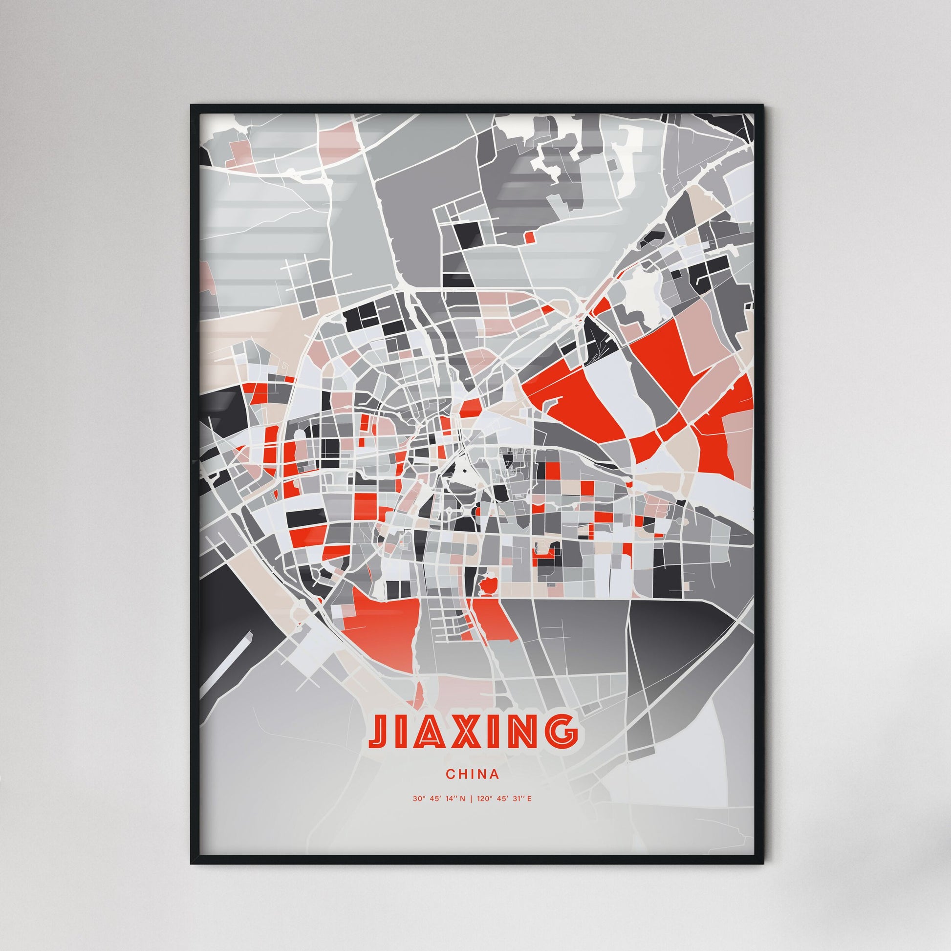 Colorful JIAXING CHINA Fine Art Map Modern