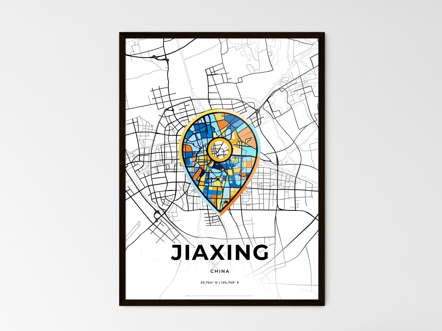 Jiaxing China wedding art map with pointer icon