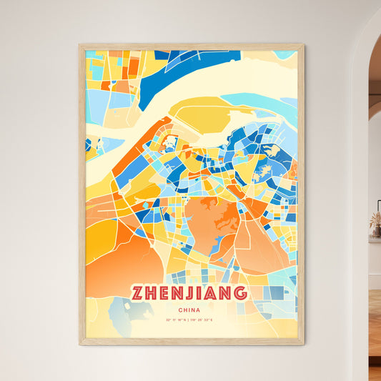 Colorful ZHENJIANG CHINA Fine Art Map Blue Orange