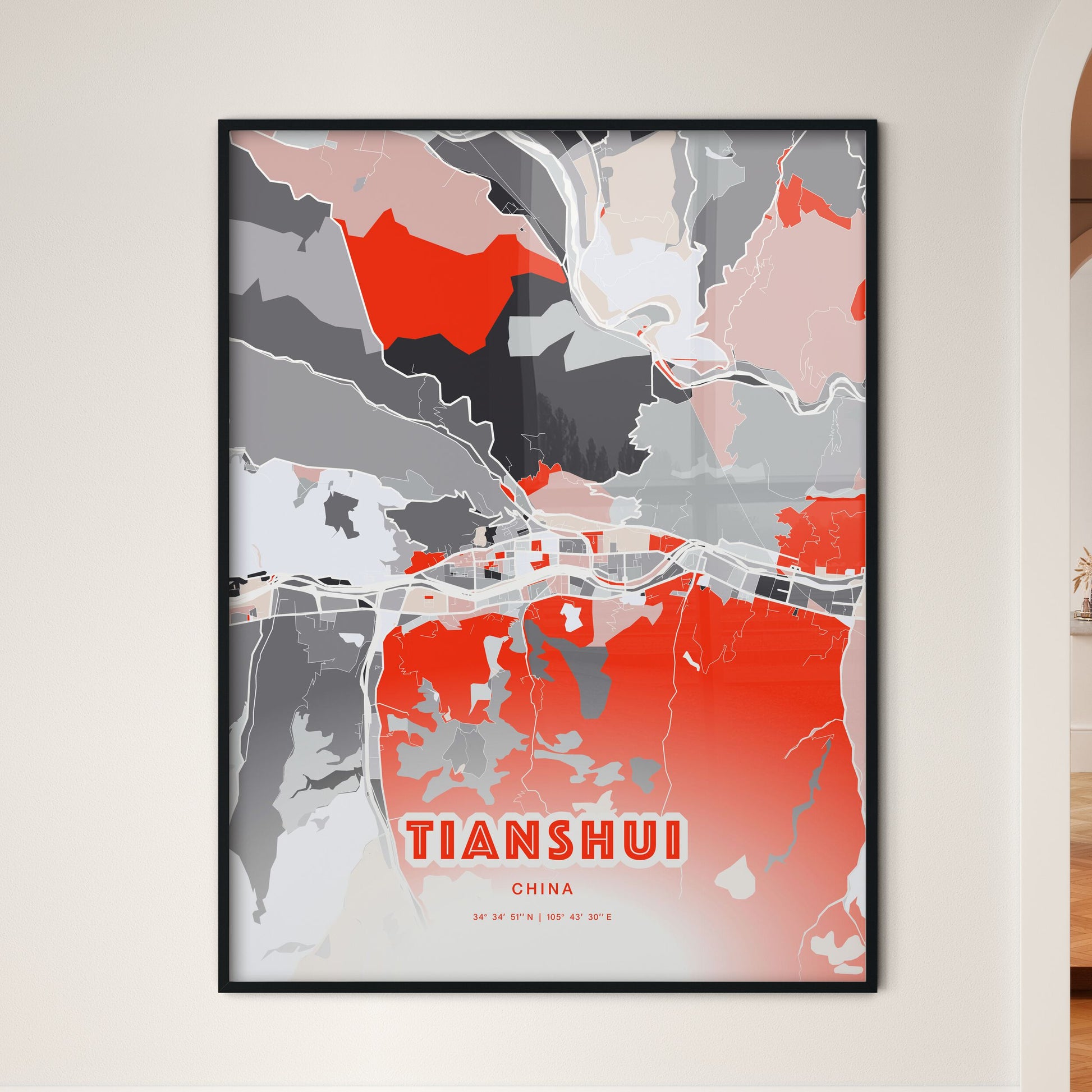 Colorful TIANSHUI CHINA Fine Art Map Modern