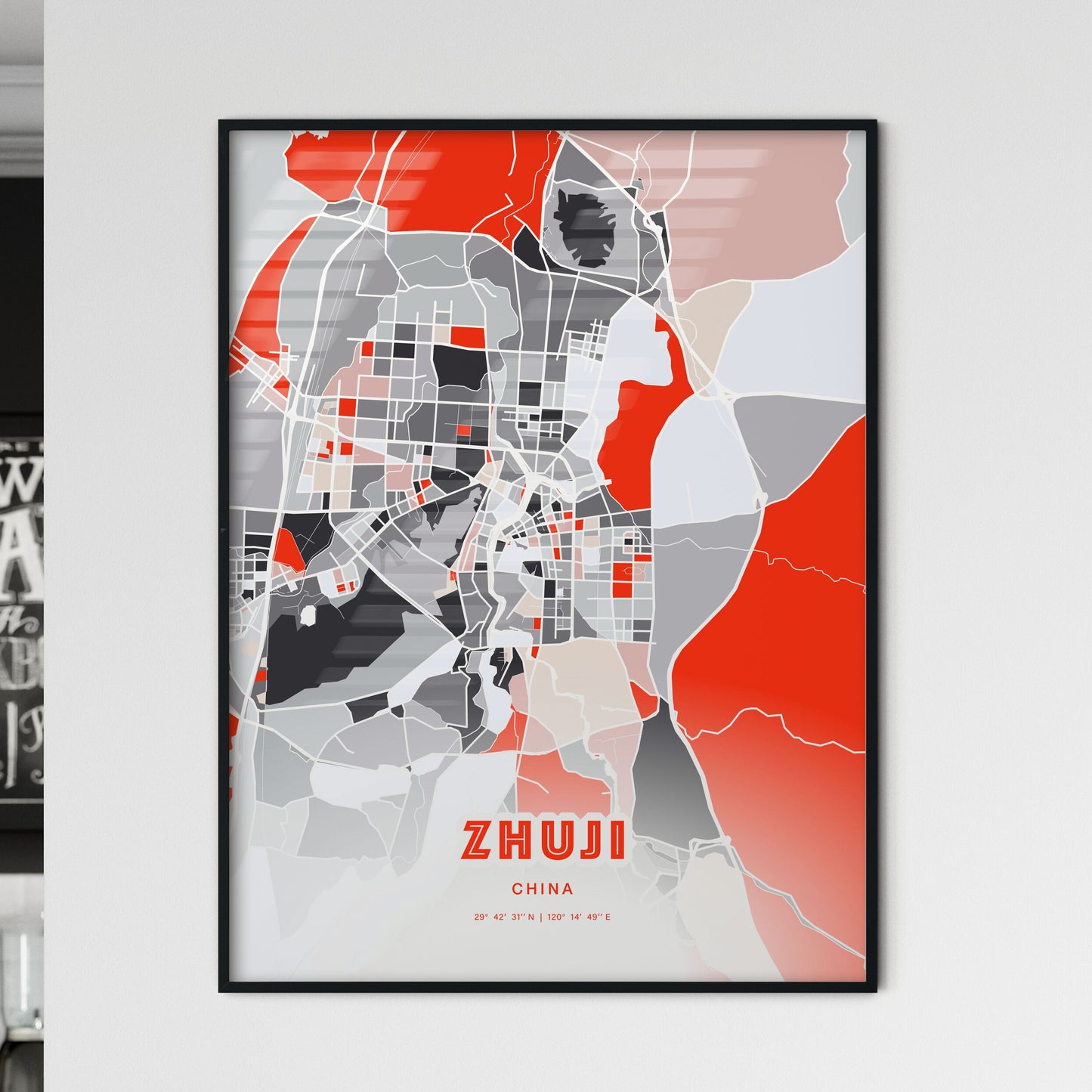 Colorful ZHUJI CHINA Fine Art Map Modern