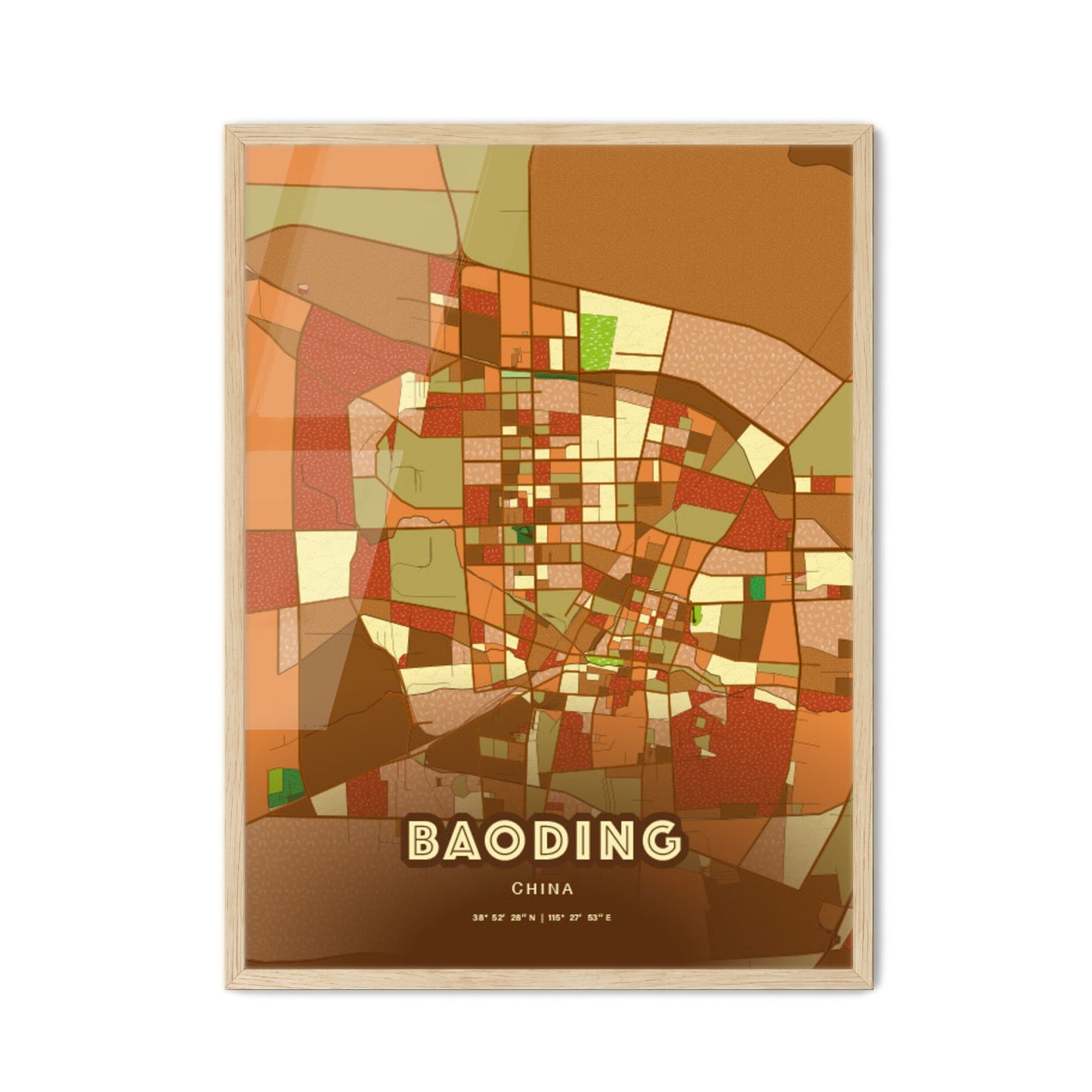 Colorful BAODING CHINA Fine Art Map Farmhouse