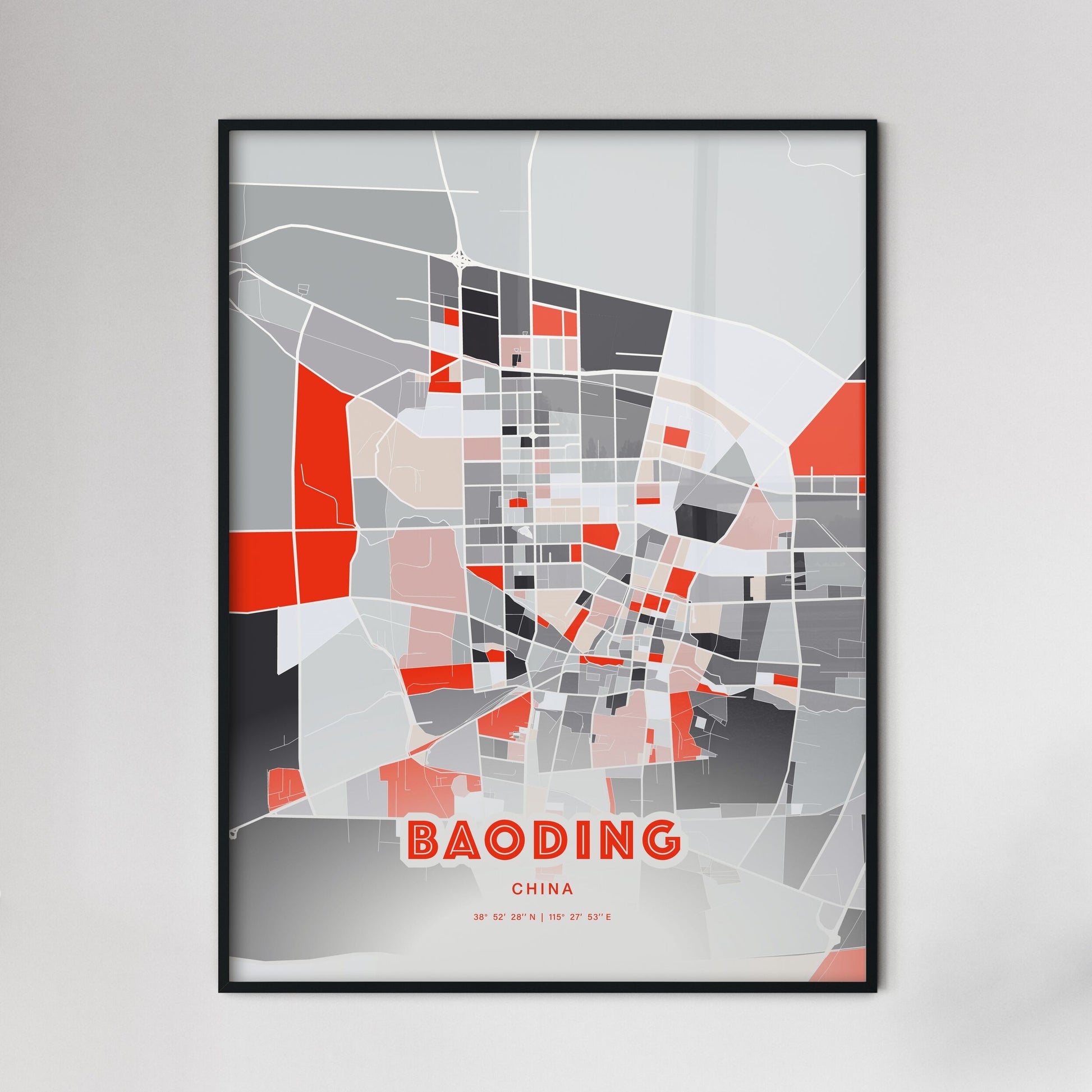 Colorful BAODING CHINA Fine Art Map Modern