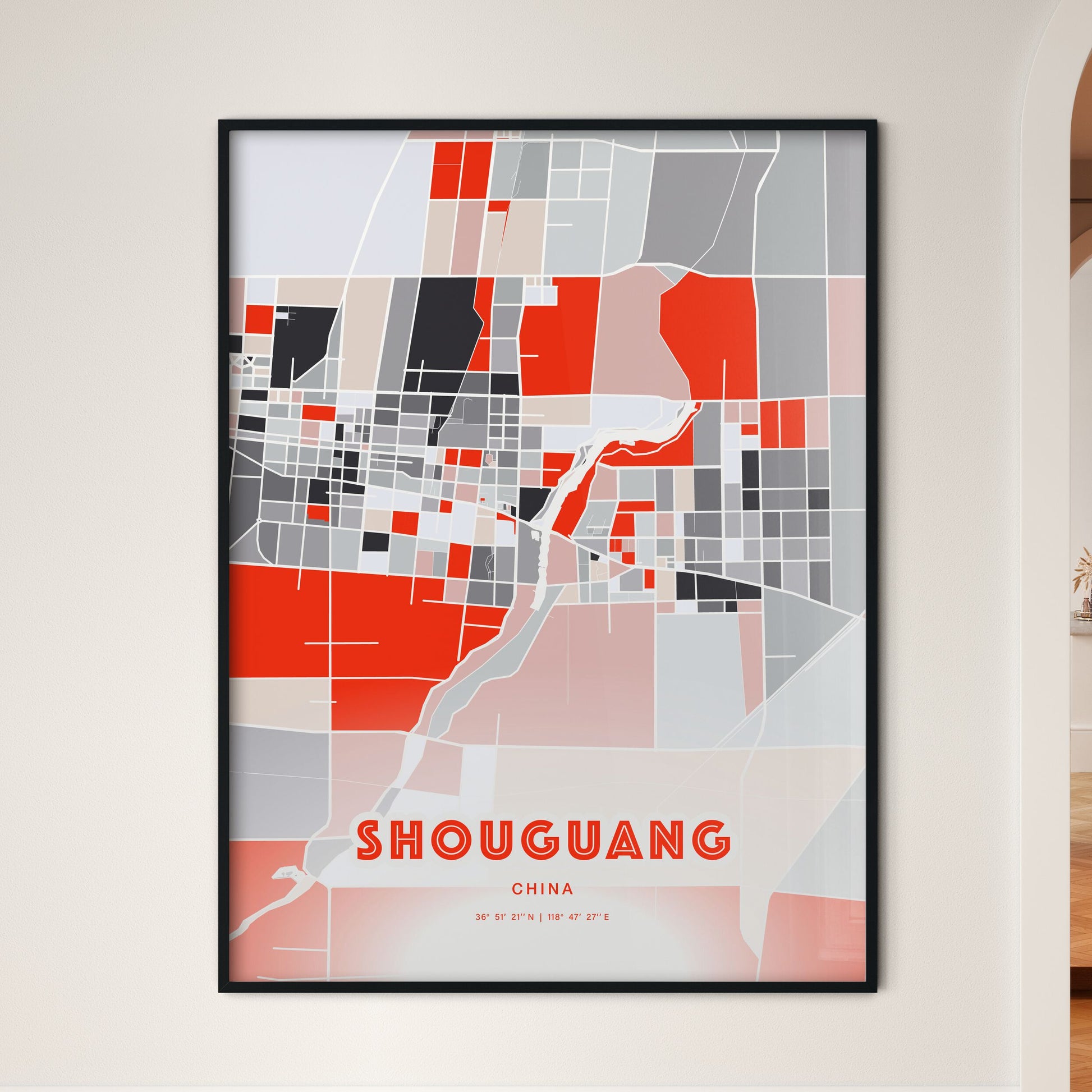 Colorful SHOUGUANG CHINA Fine Art Map Modern